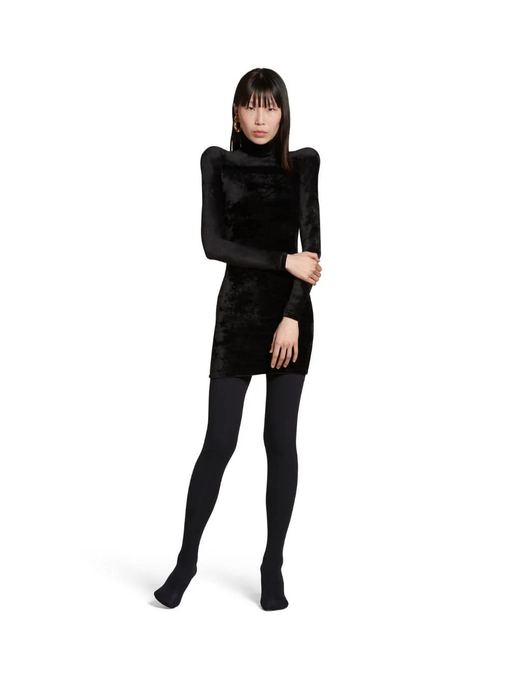 Draped Velvet Turtleneck Dress - Image 2