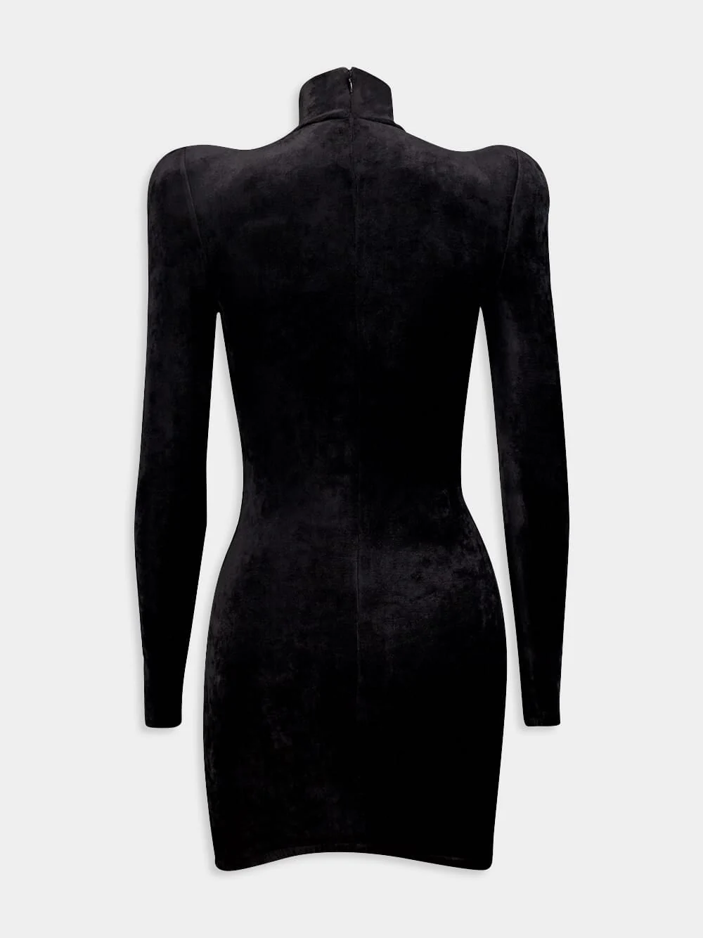 Draped Velvet Turtleneck Dress - Image 3