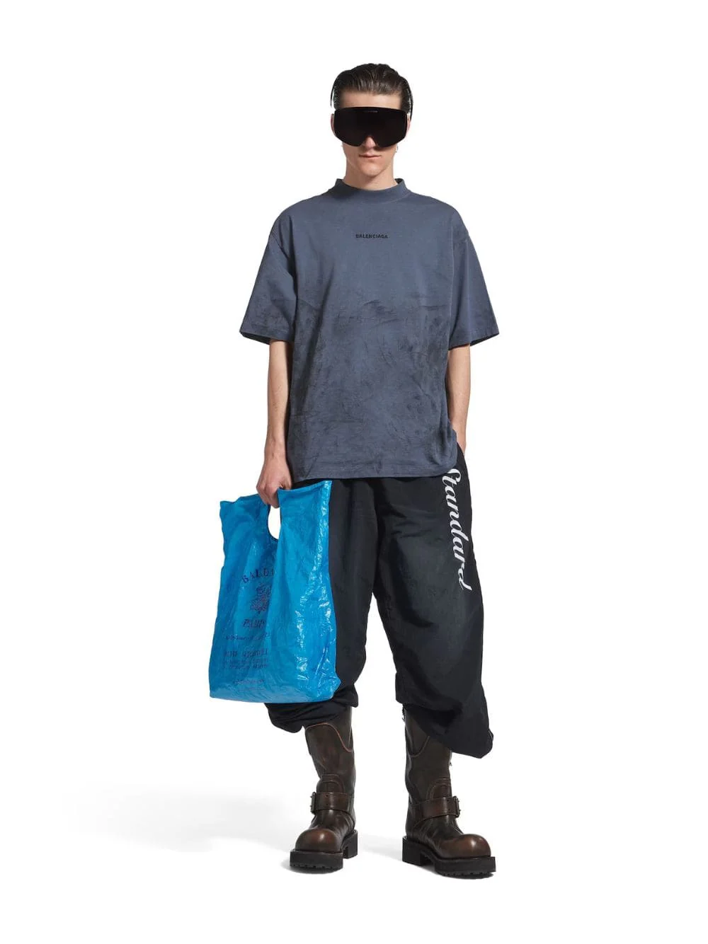 Faded Dark Blue Cotton T-Shirt - Image 2