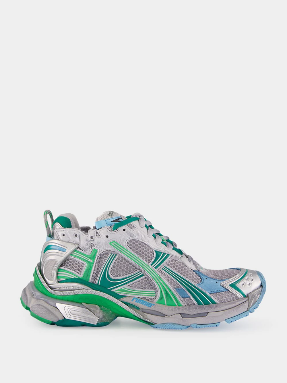 Grey Green and Blue Runner Sneakers