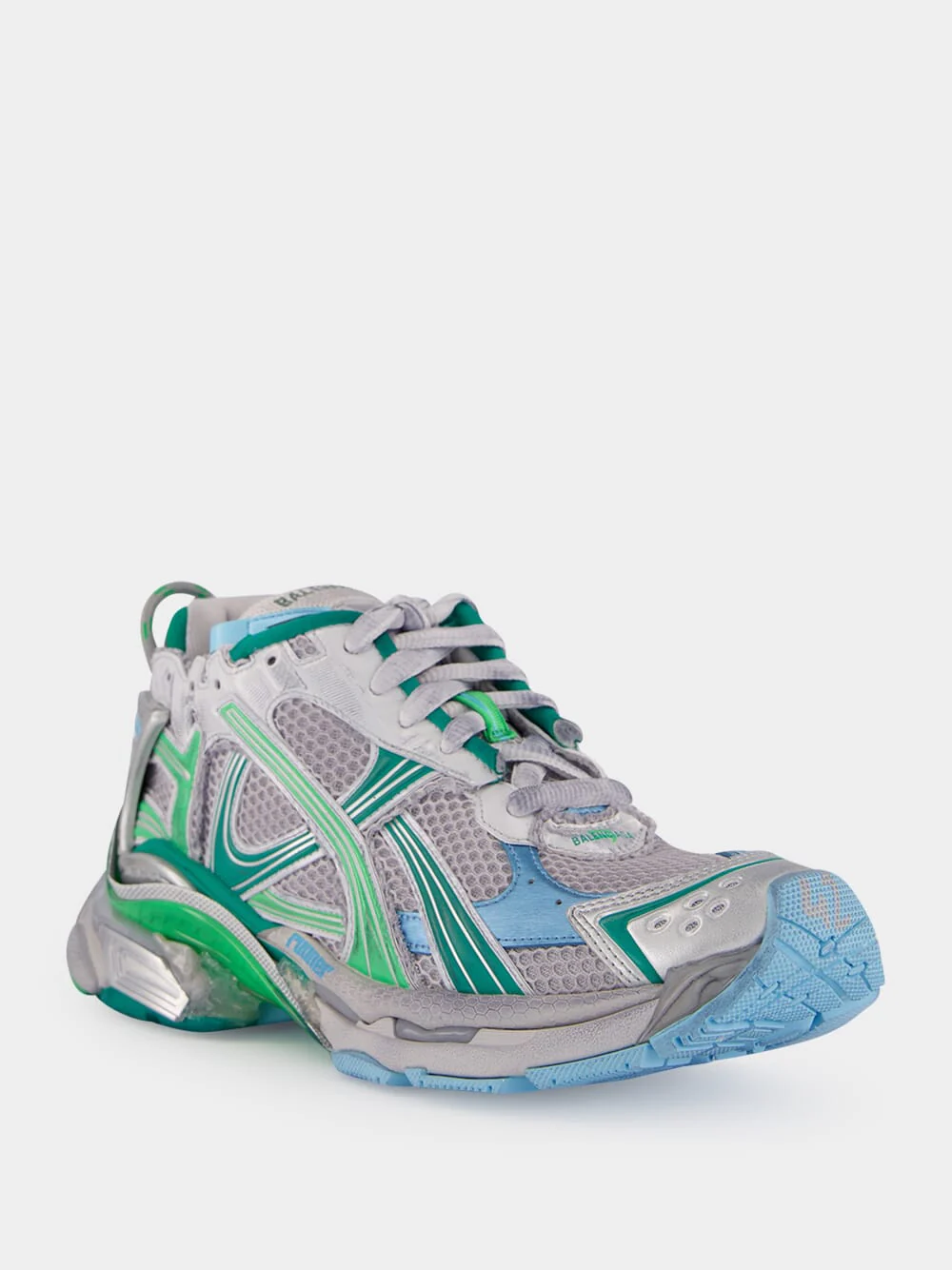 Grey Green and Blue Runner Sneakers - Image 2