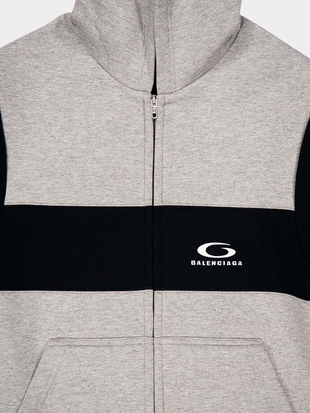Grey Logo Embroidered Zipped Sweatshirt - Image 3