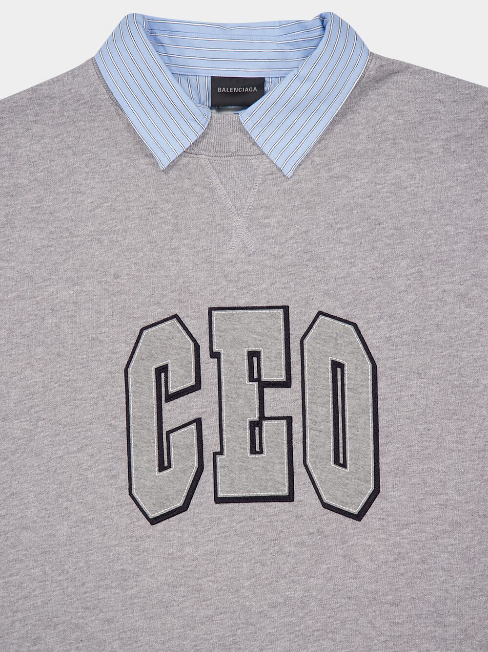 Heather Grey CEO Team Logo Shirt Collar Crewneck - Image 5