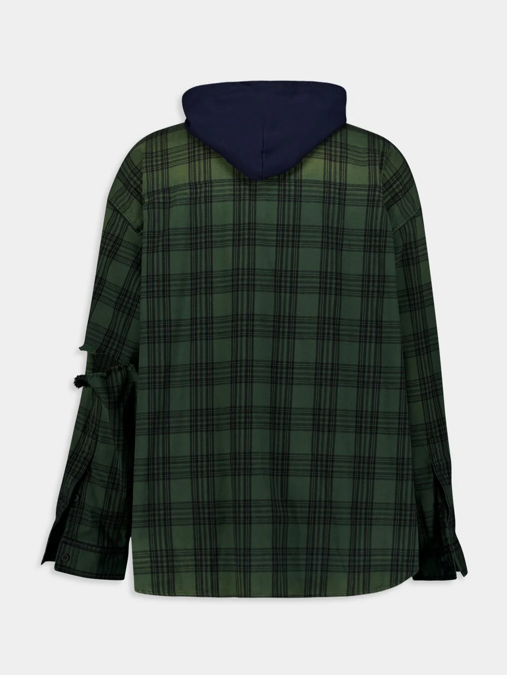 Hooded Check-Print Oversized Shirt - Image 3
