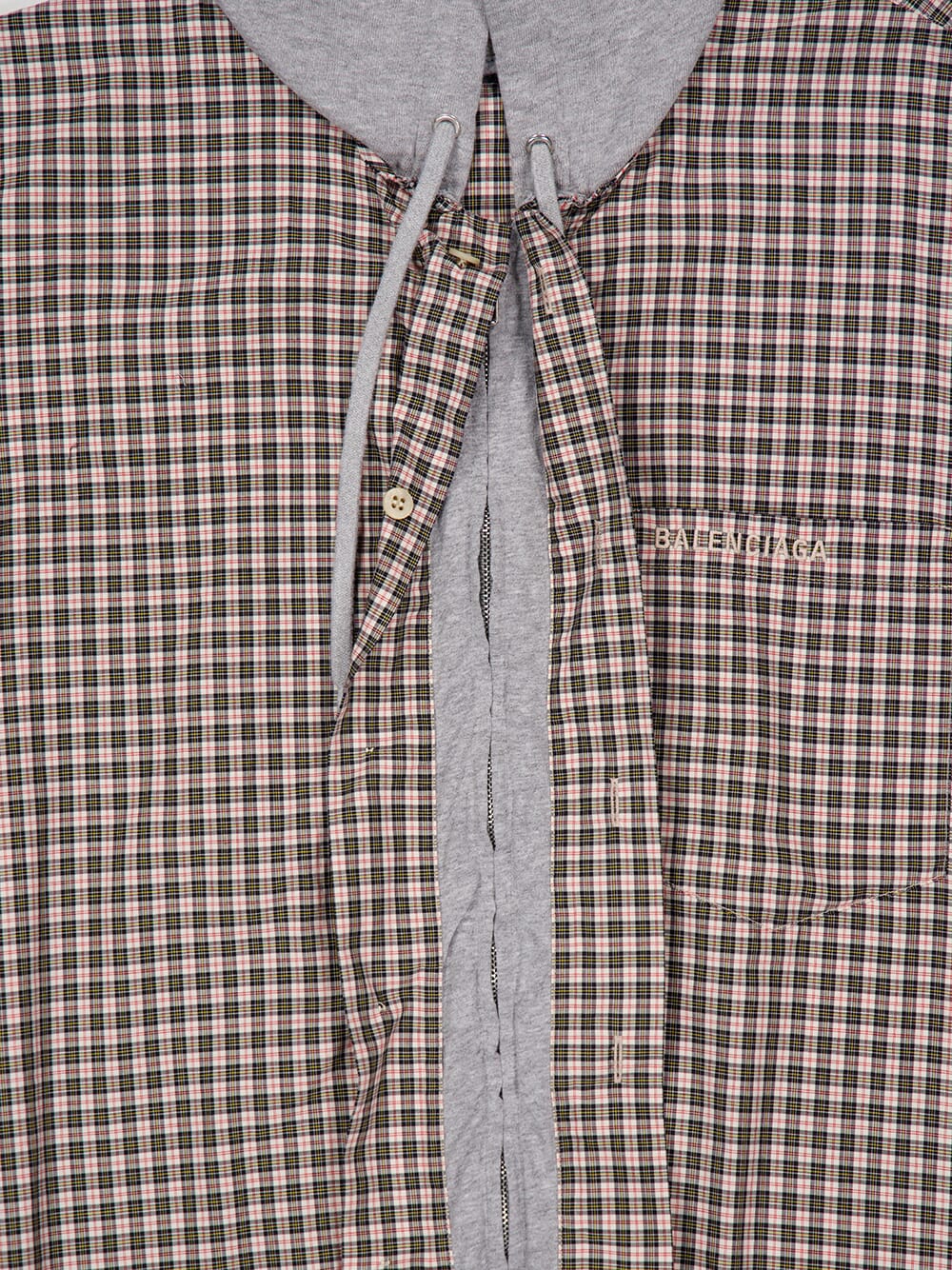 Hooded Micro Tartan Zip Shirt - Image 3