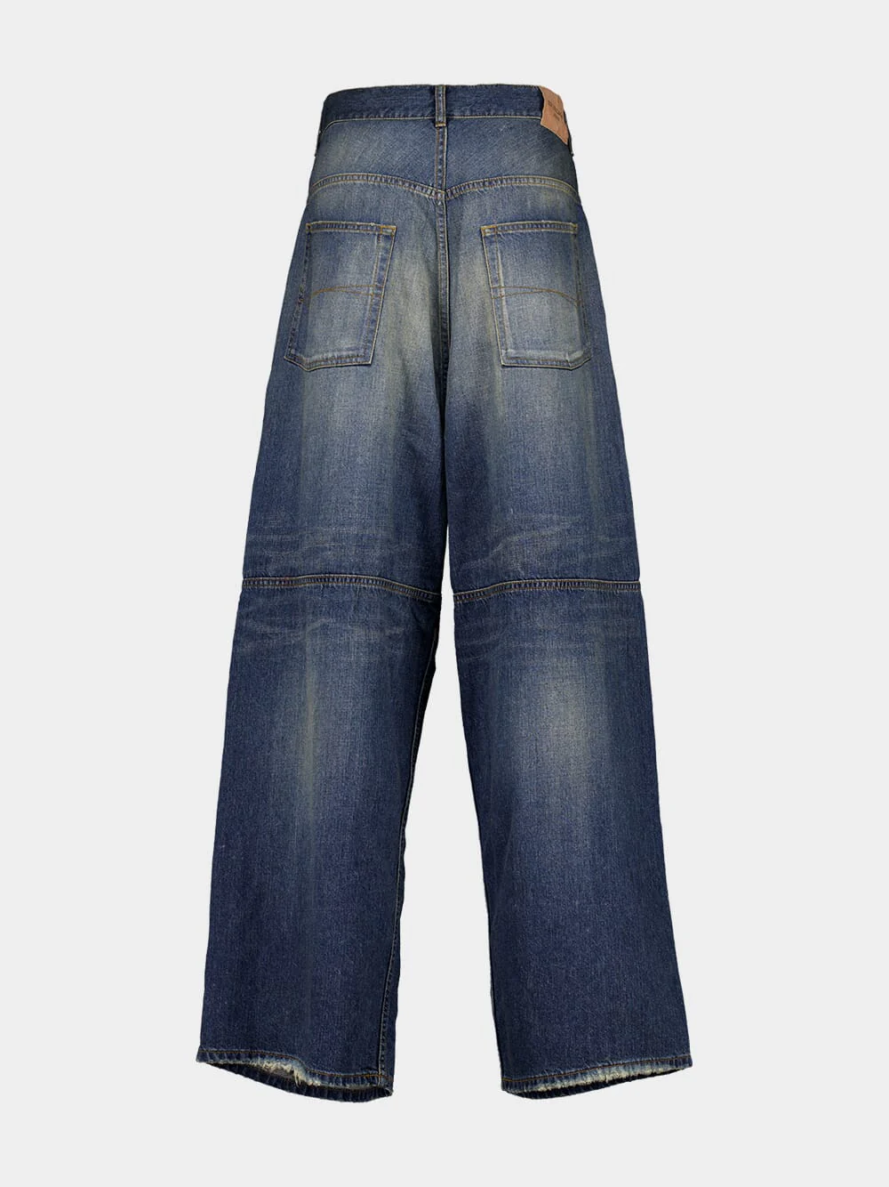 Indigo Blue Logo-Patch Wide-Leg Jeans - Image 2