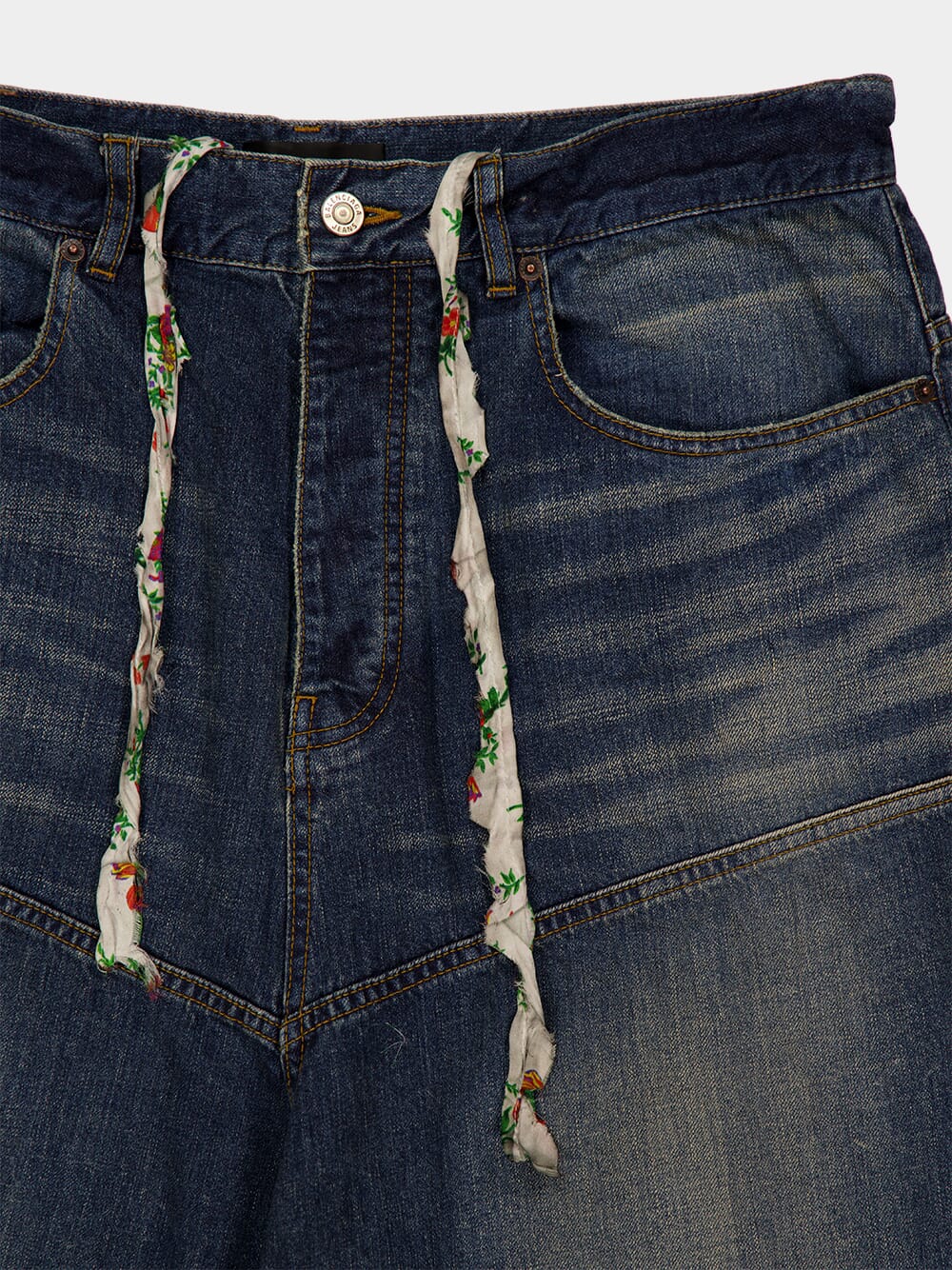 Indigo Blue Logo-Patch Wide-Leg Jeans - Image 3