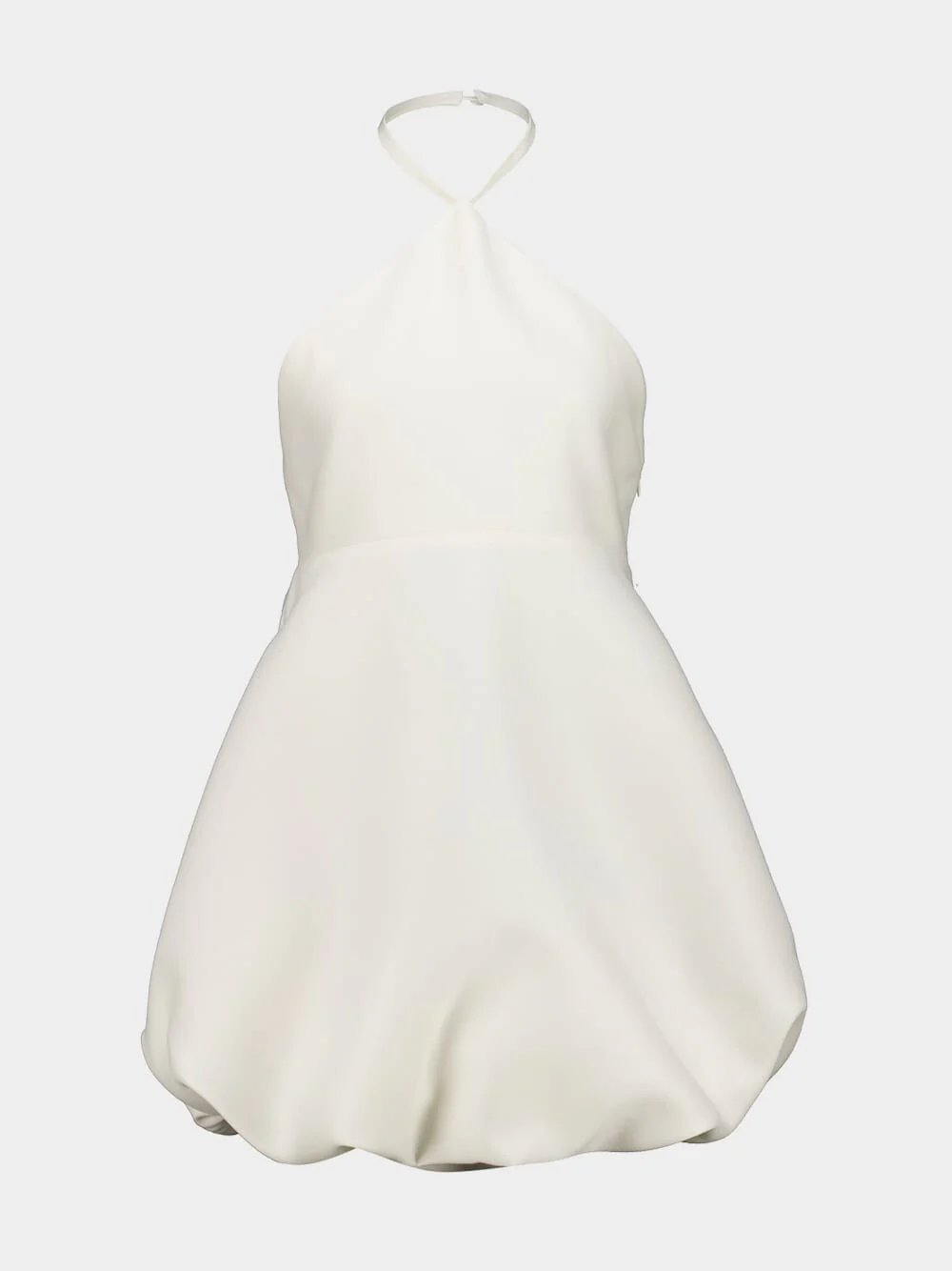 Ivory Halter Neck Wool Mini Dress
