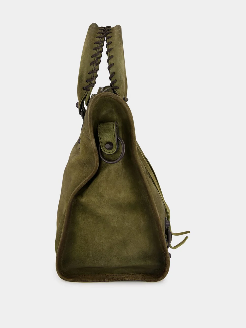 Khaki Green Le City Bag Medium in Suede Calfskin - Image 7