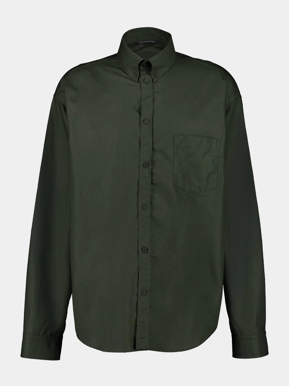 Khaki Green Logo Print Long Sleeve Shirt