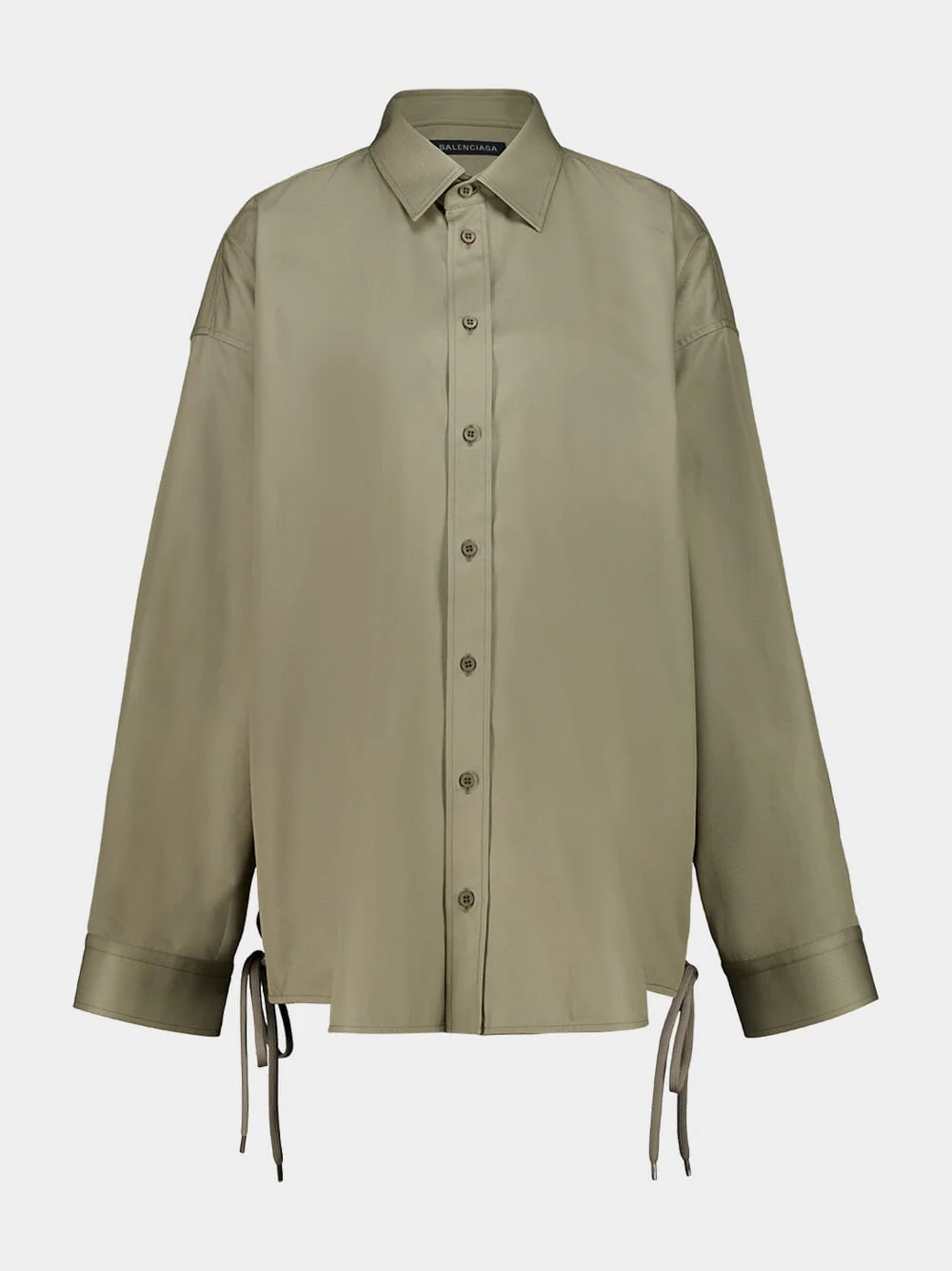 Lace-Up Shirt in Sand Beige