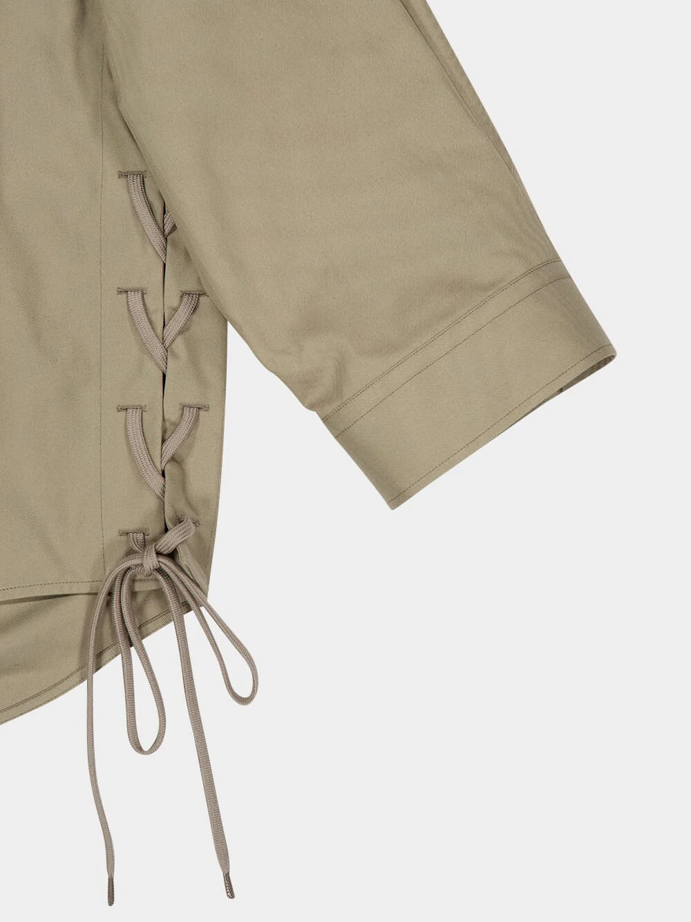 Lace-Up Shirt in Sand Beige - Image 4