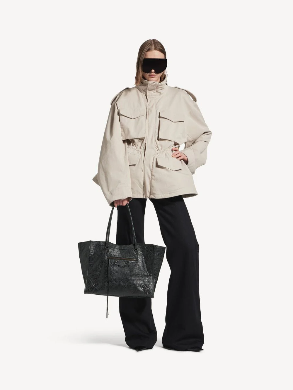 Le City Medium Tote Bag in Black Lambskin