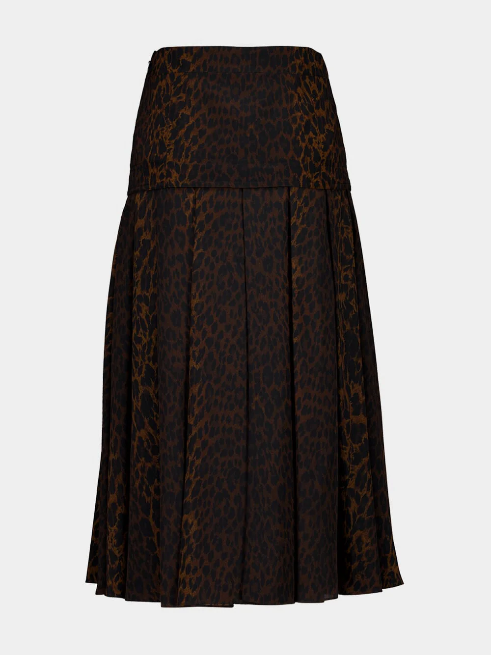 Leopard Print Silk Godet Midi Skirt - Image 2