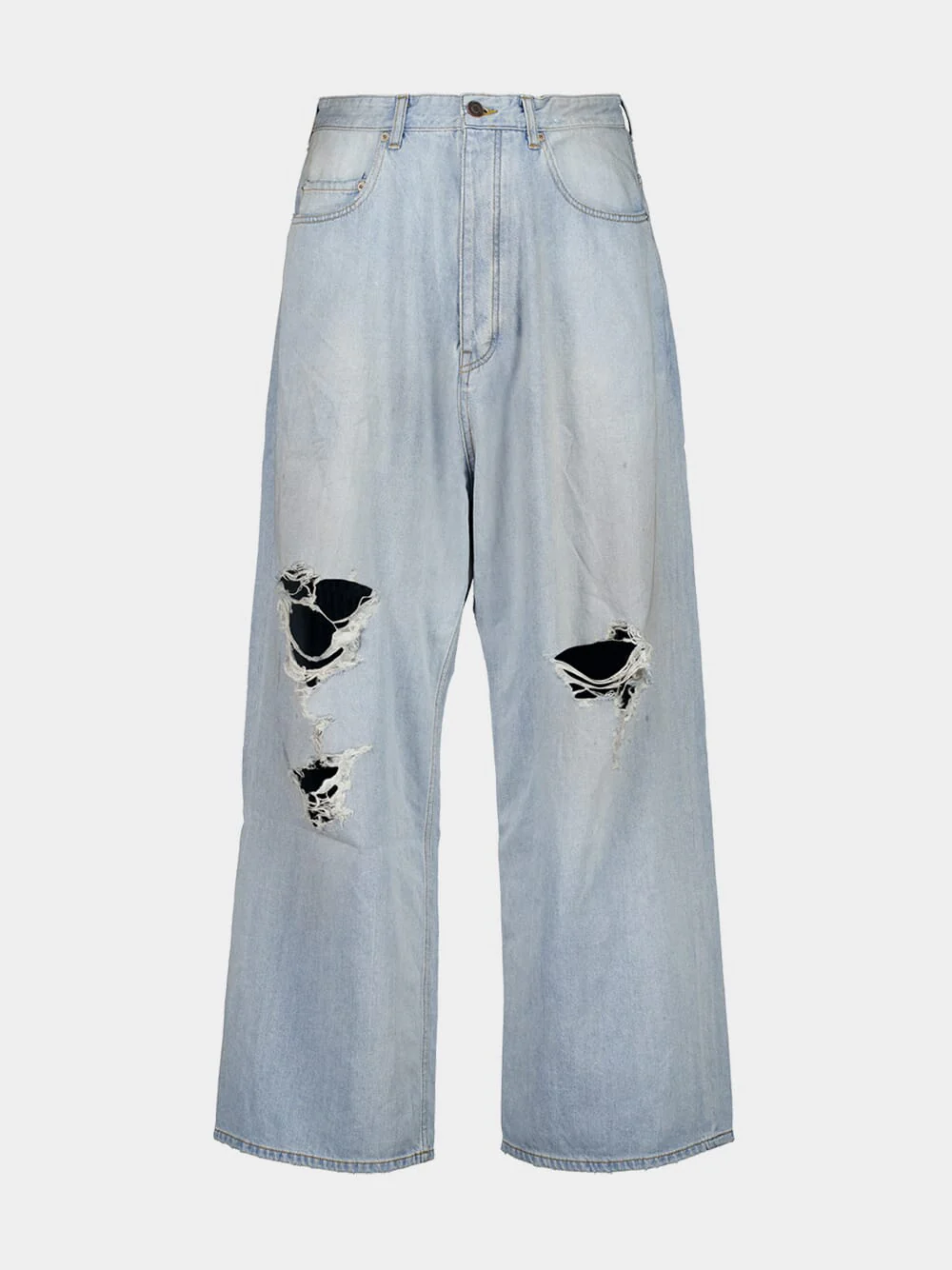 Light Blue Baggy Denim Distressed Jeans