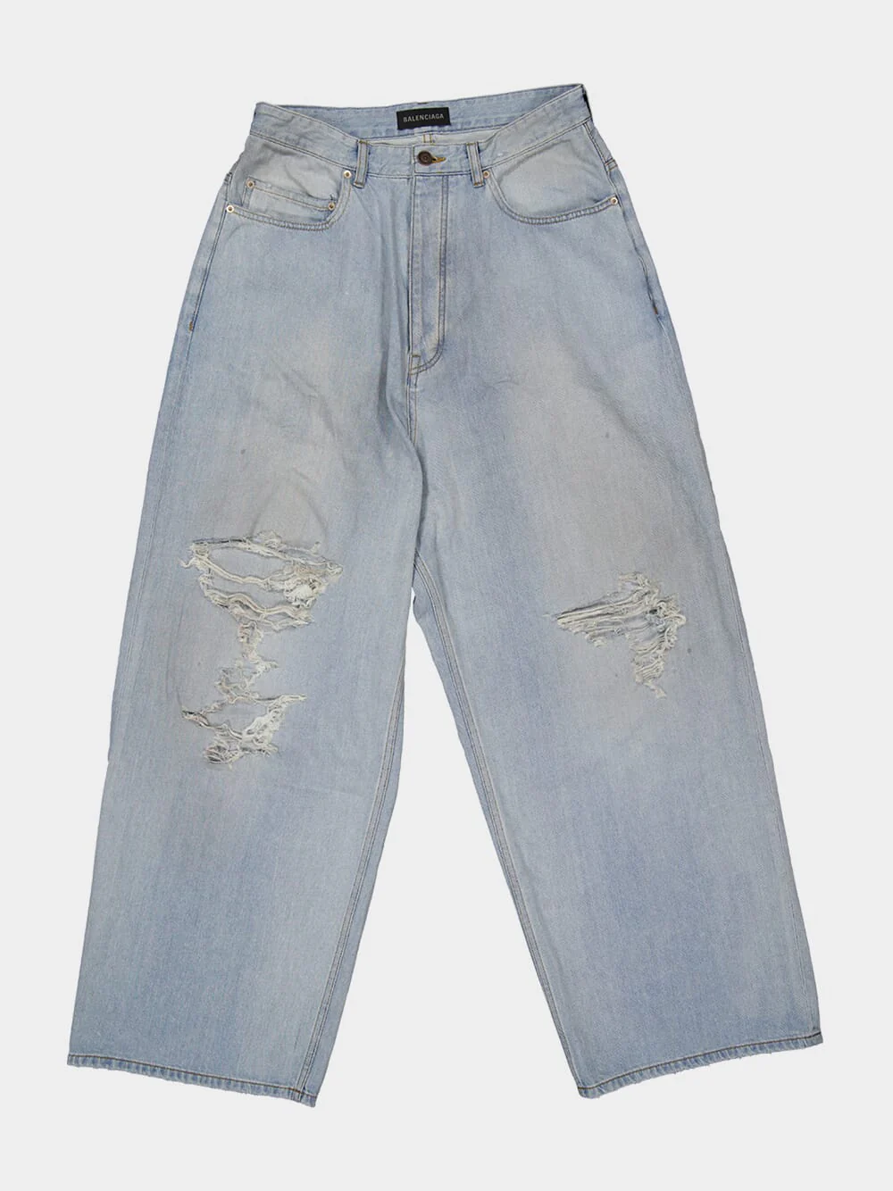 Light Blue Baggy Denim Distressed Jeans - Image 5