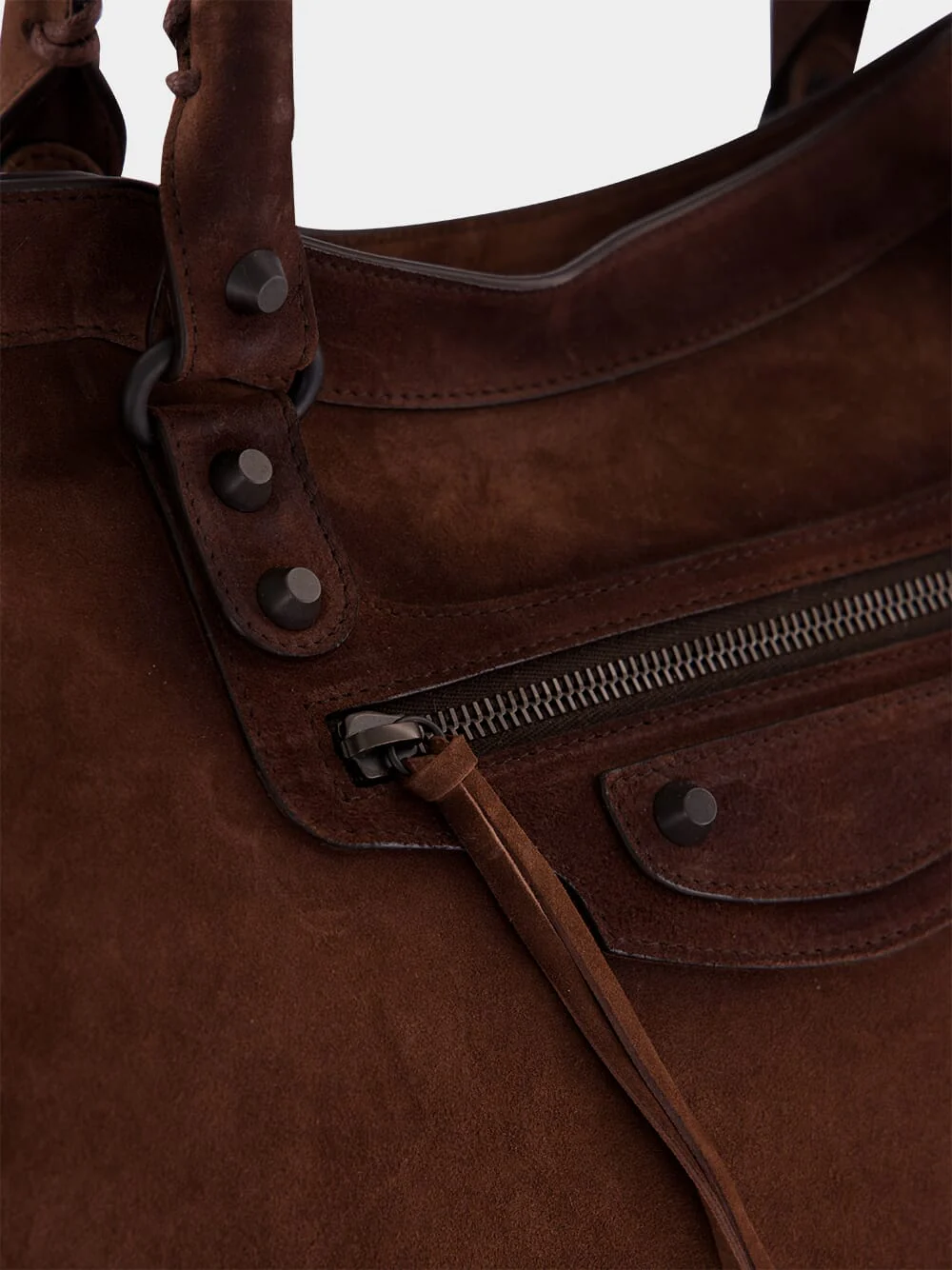 Light Espresso Suede Large City Bag - Image 8
