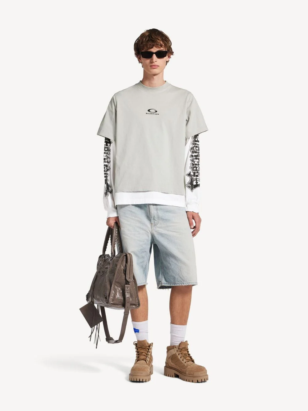 Light Grey and White Hybrid Double T-Shirt
