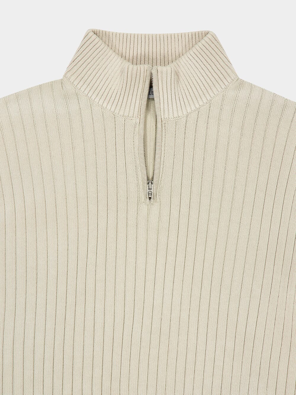 Light Grey Ribbed Zip-Neck Jumper - Image 3