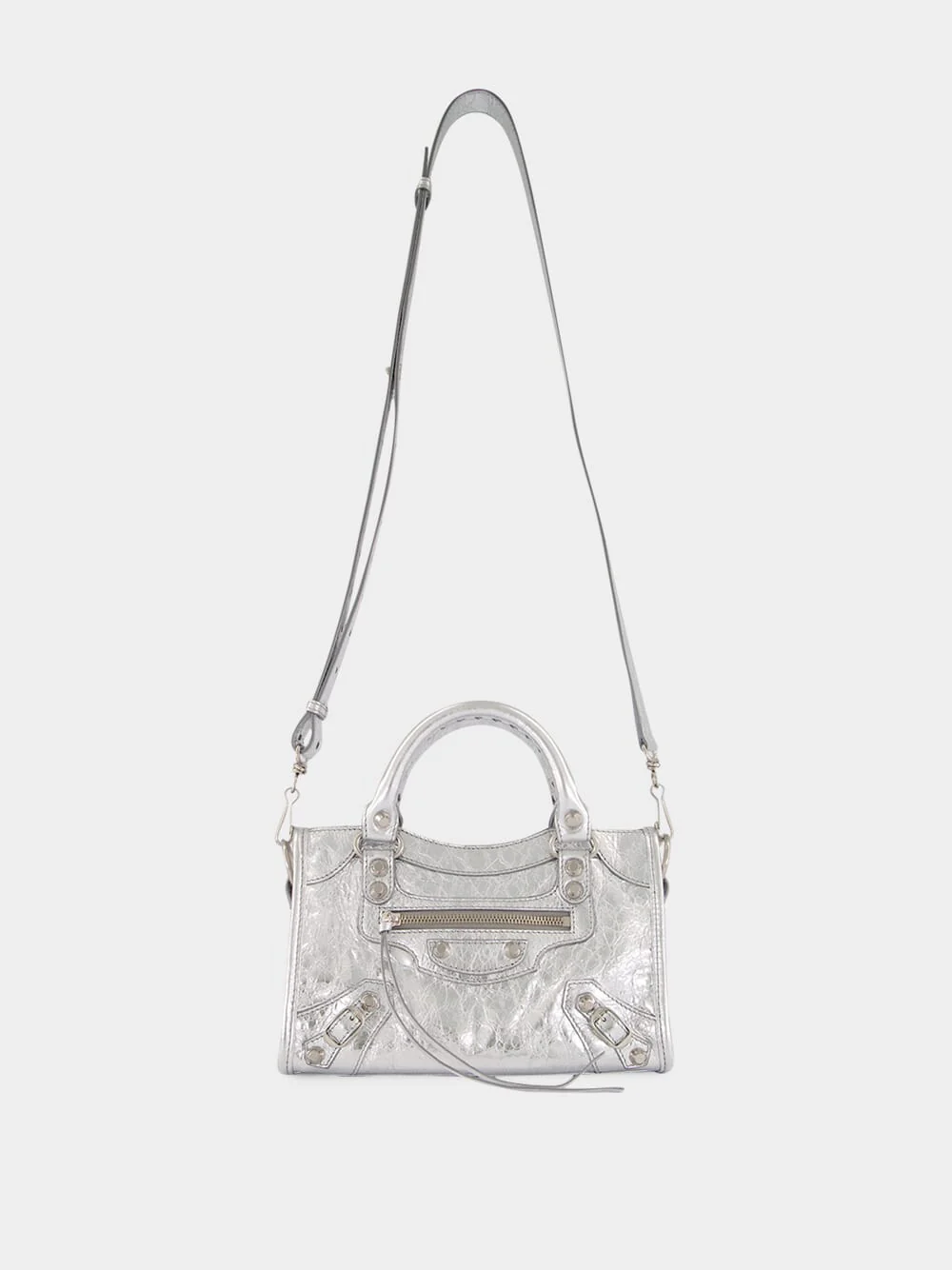 Mini Le City Bag in Silver Leather - Image 2