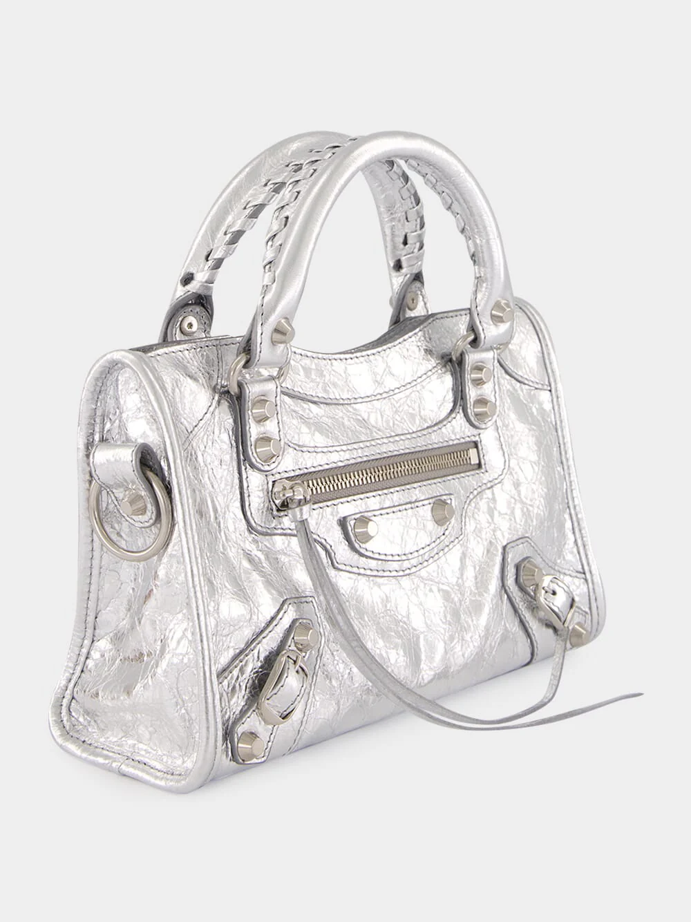 Mini Le City Bag in Silver Leather - Image 3
