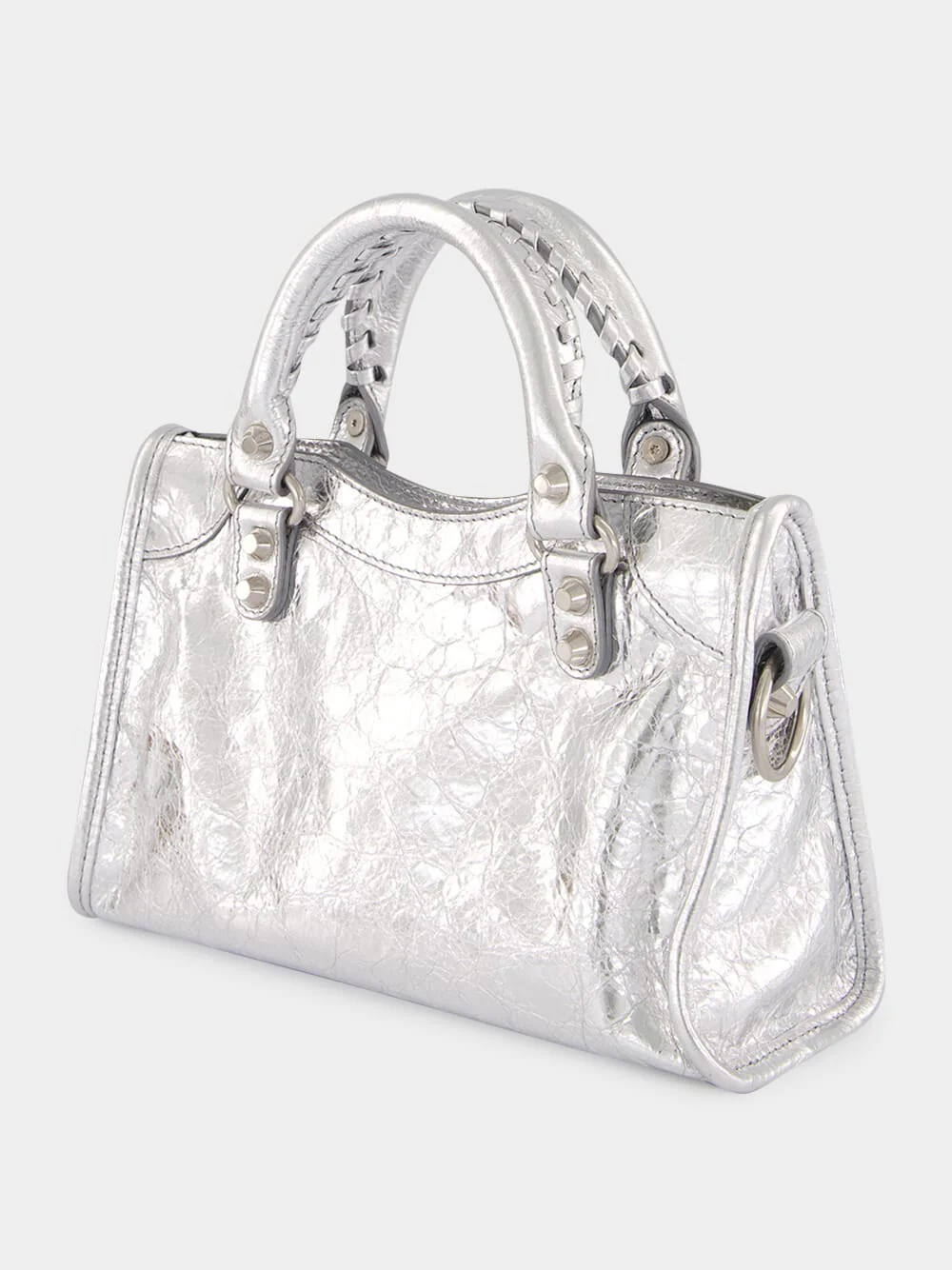 Mini Le City Bag in Silver Leather - Image 5