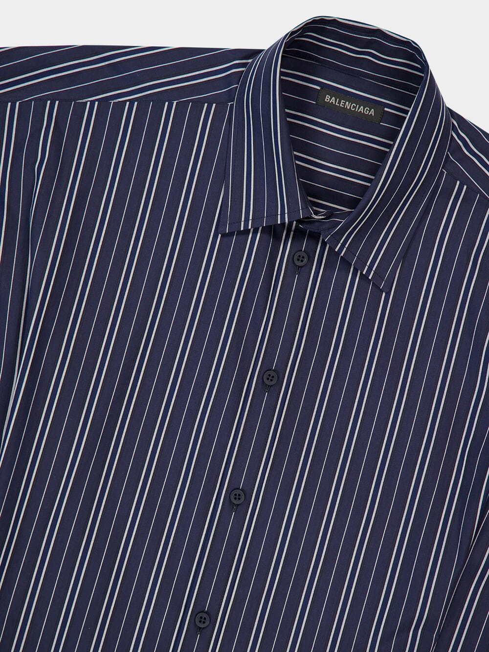 Navy and Marine Blue Striped Poplin Shirt-Dress - Image 3
