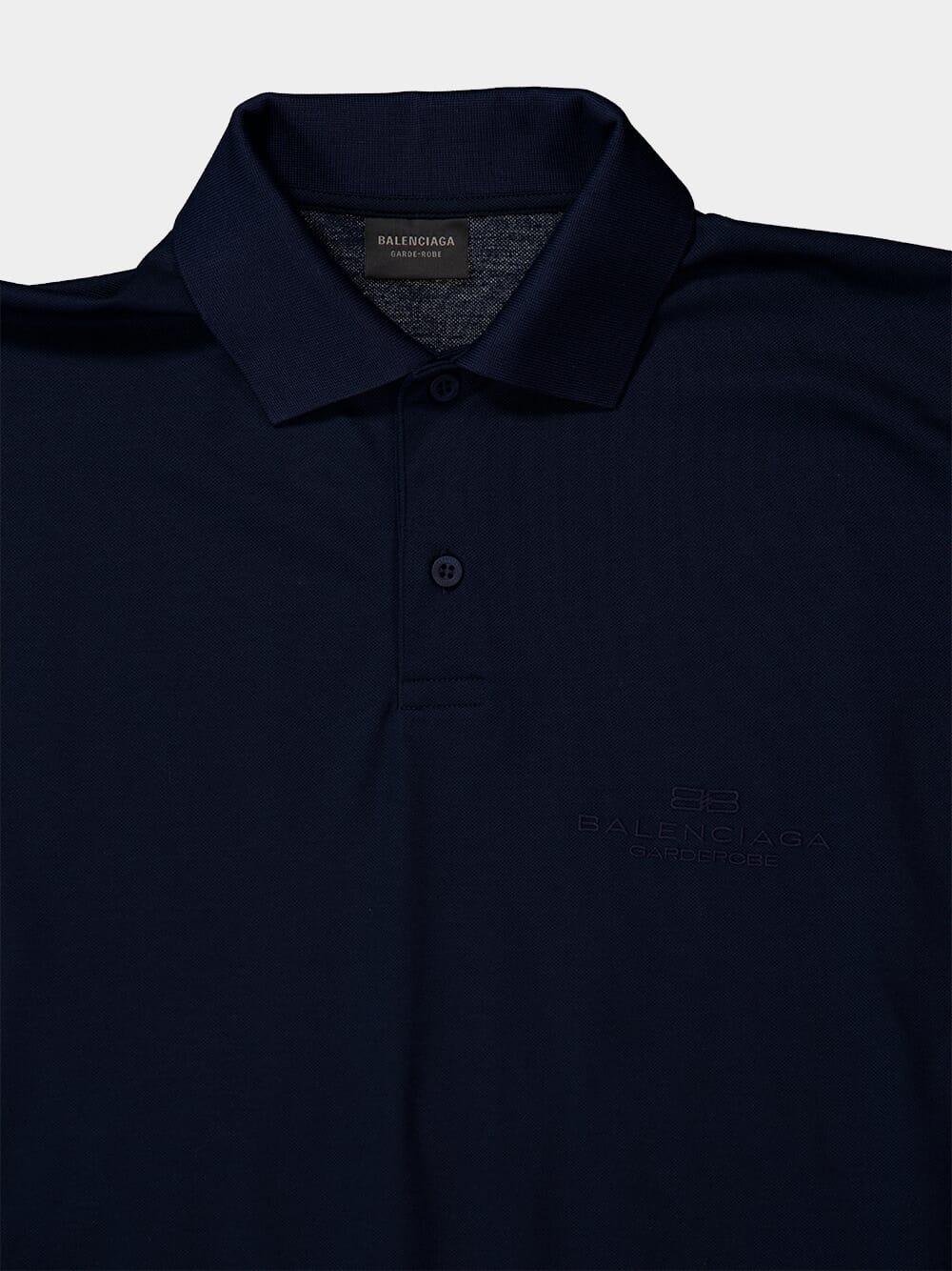 Navy Blue Intertwined Cotton Piqué Polo - Image 3