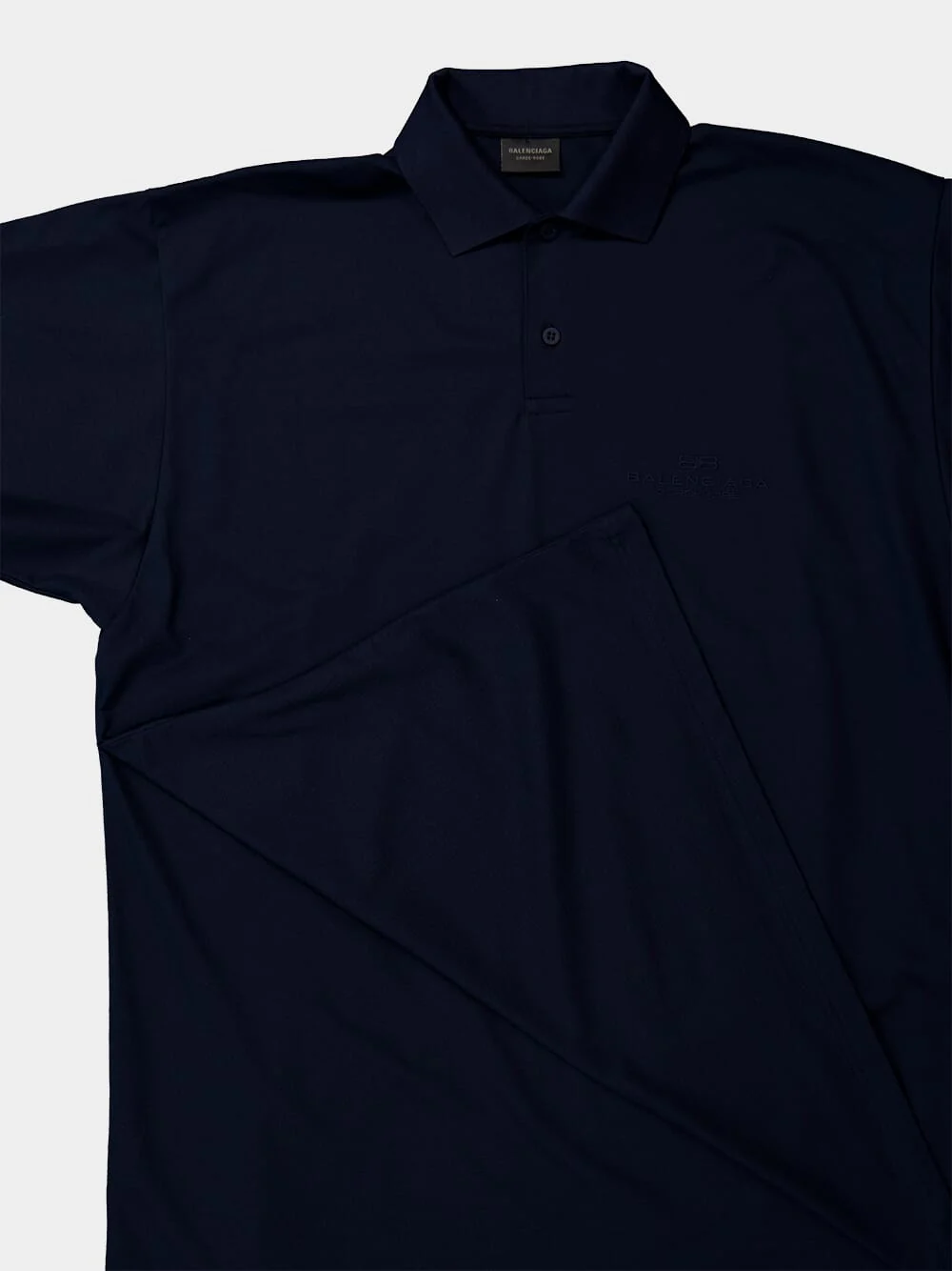 Navy Blue Intertwined Cotton Piqué Polo - Image 4