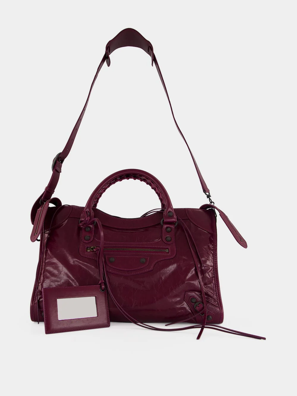 Plum Le City Medium Leather Bag - Image 3
