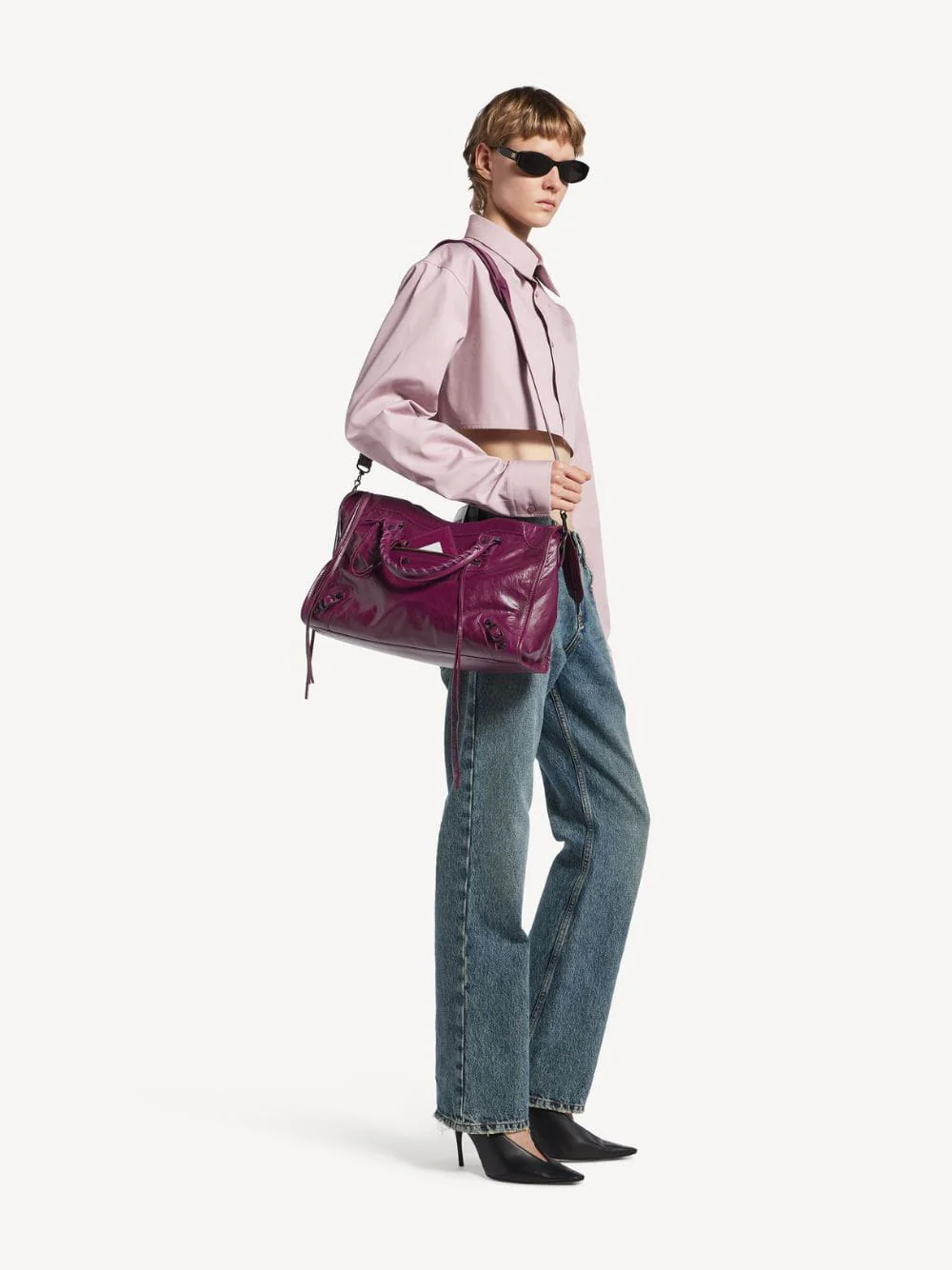 Plum Le City Medium Leather Bag - Image 6