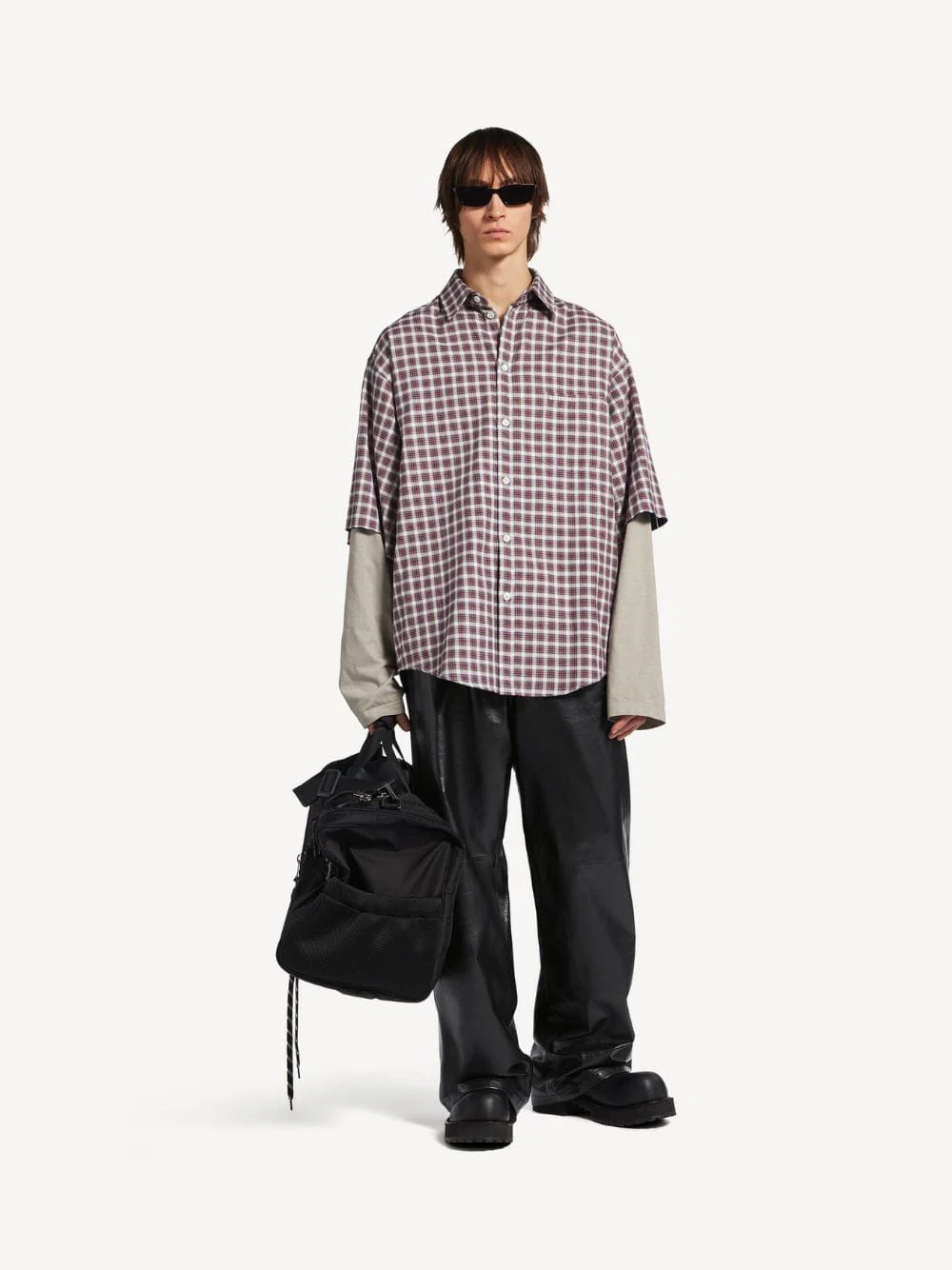 Red and Navy Checked Hybrid Shirt