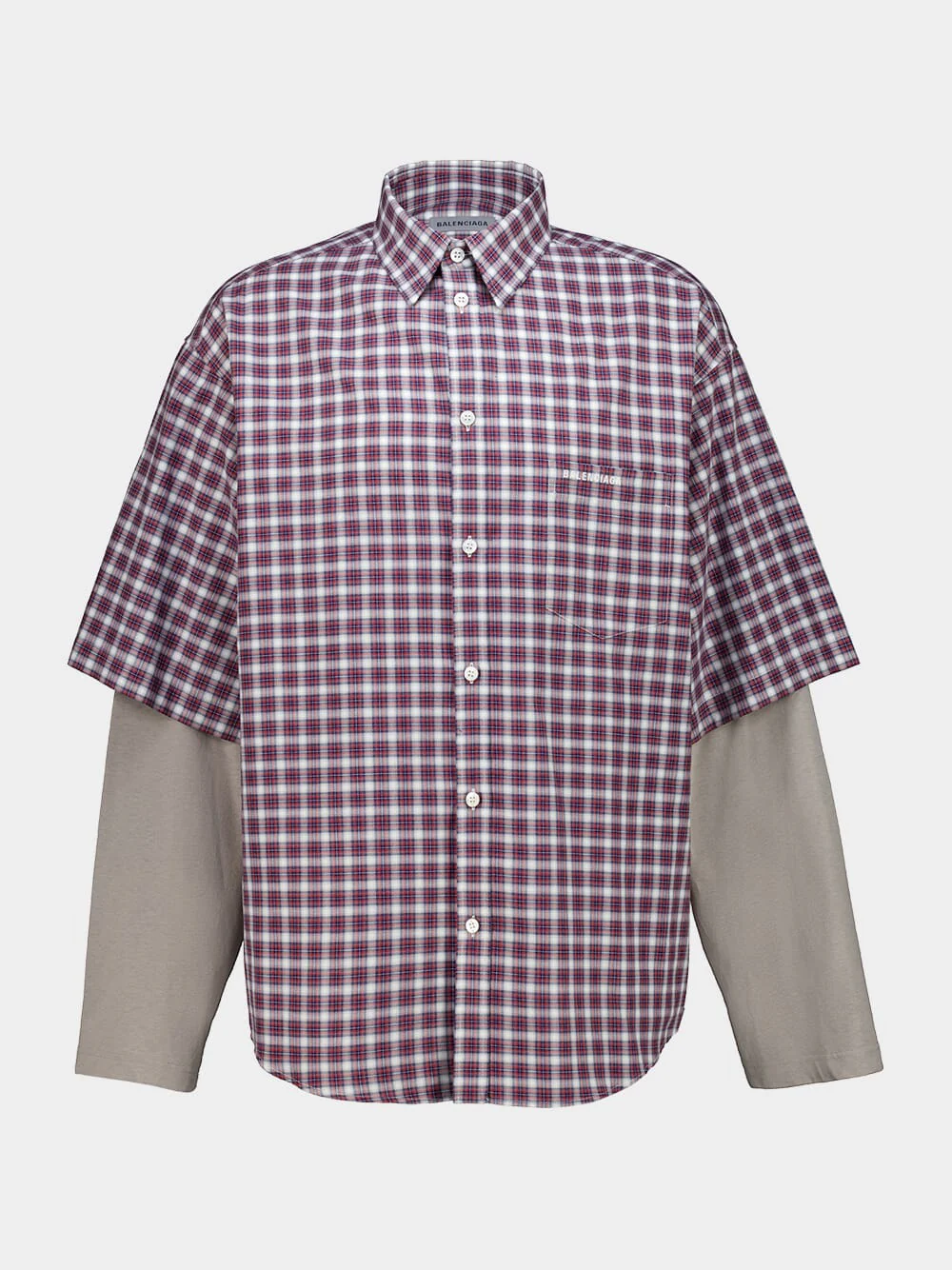 Red and Navy Checked Hybrid Shirt - Image 2