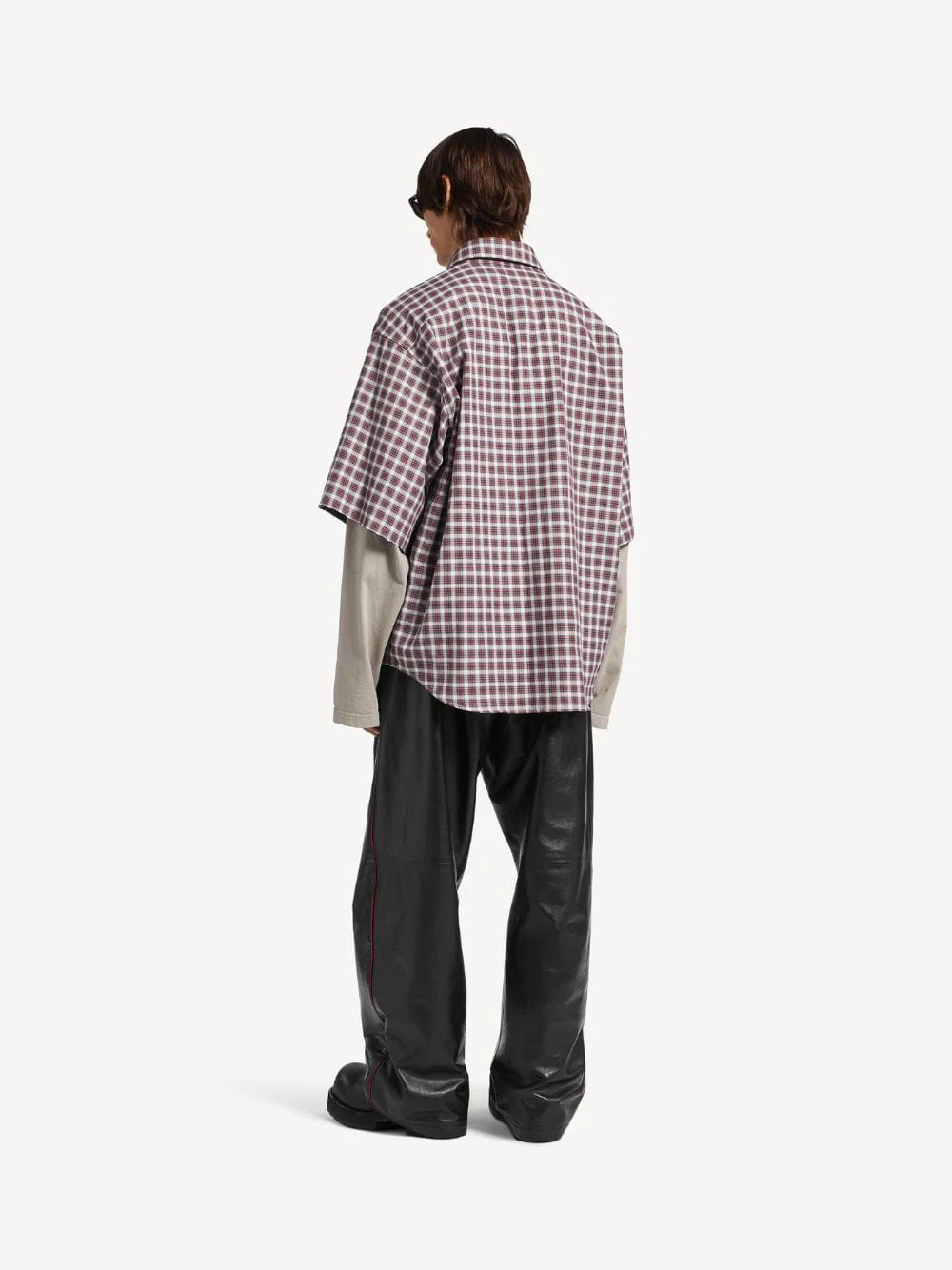Red and Navy Checked Hybrid Shirt - Image 3