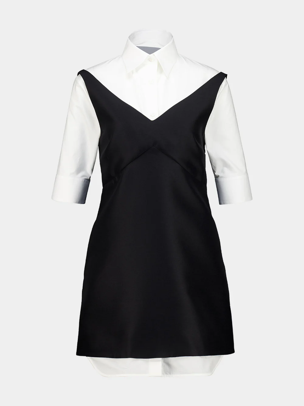 Black Hybrid Shirt Mini Dress