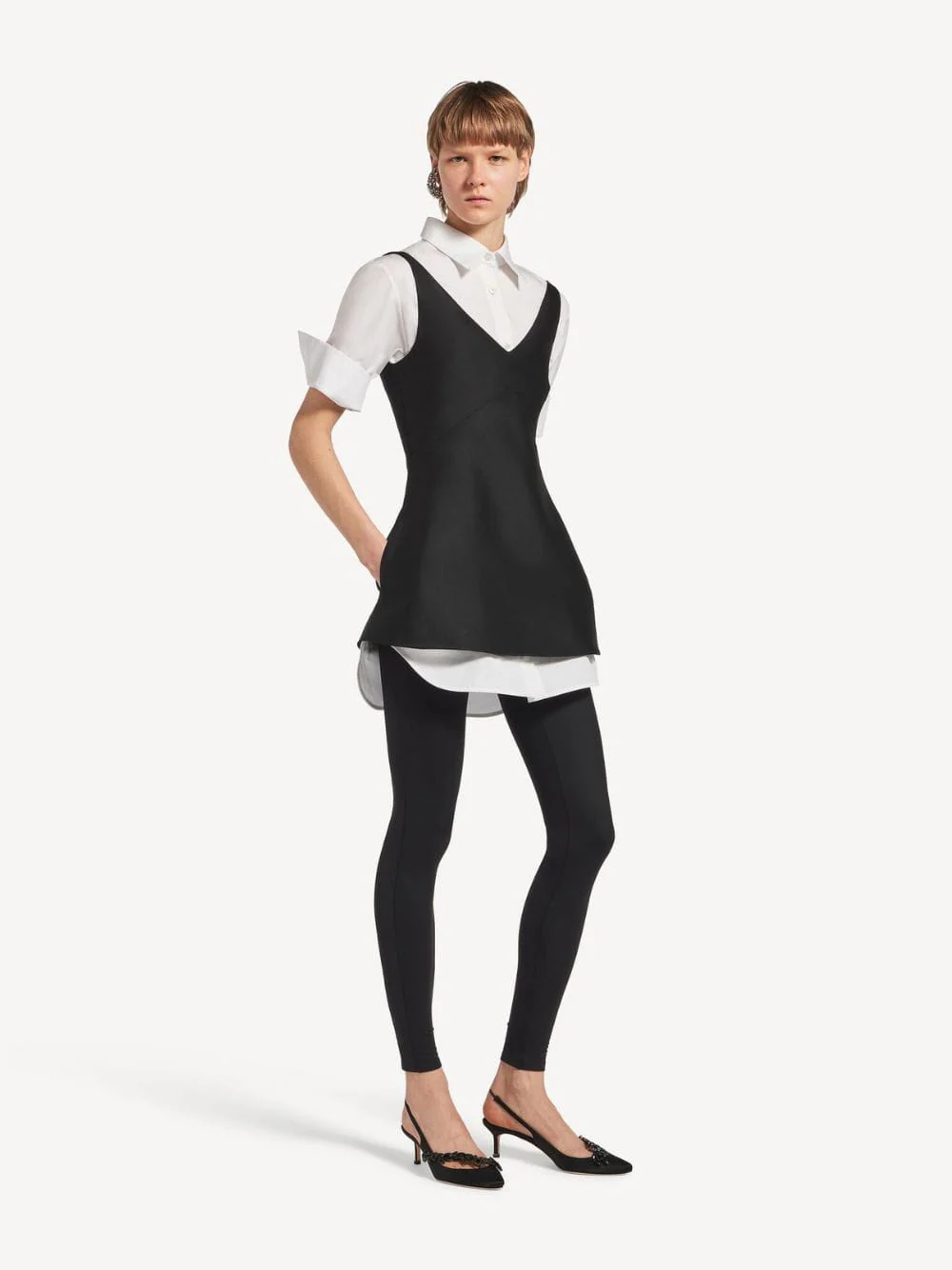 Black Hybrid Shirt Mini Dress - Image 2