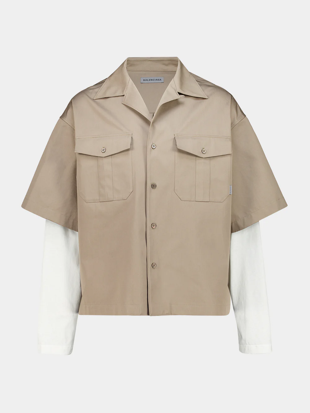 Beige Hybrid Bowling Cotton Shirt