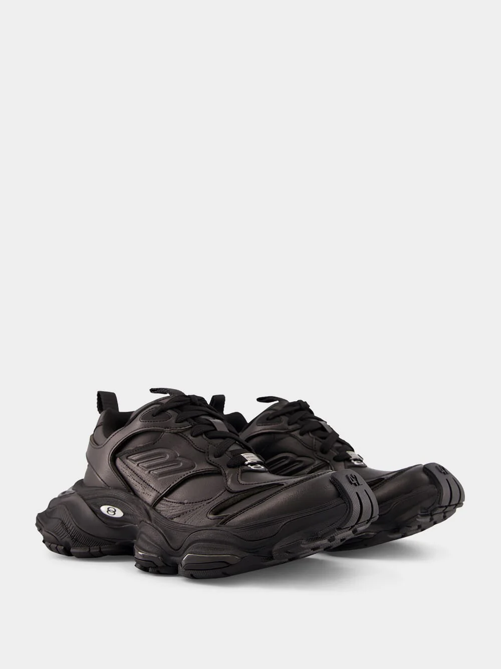Black Cargo Leather Sneakers - Image 3