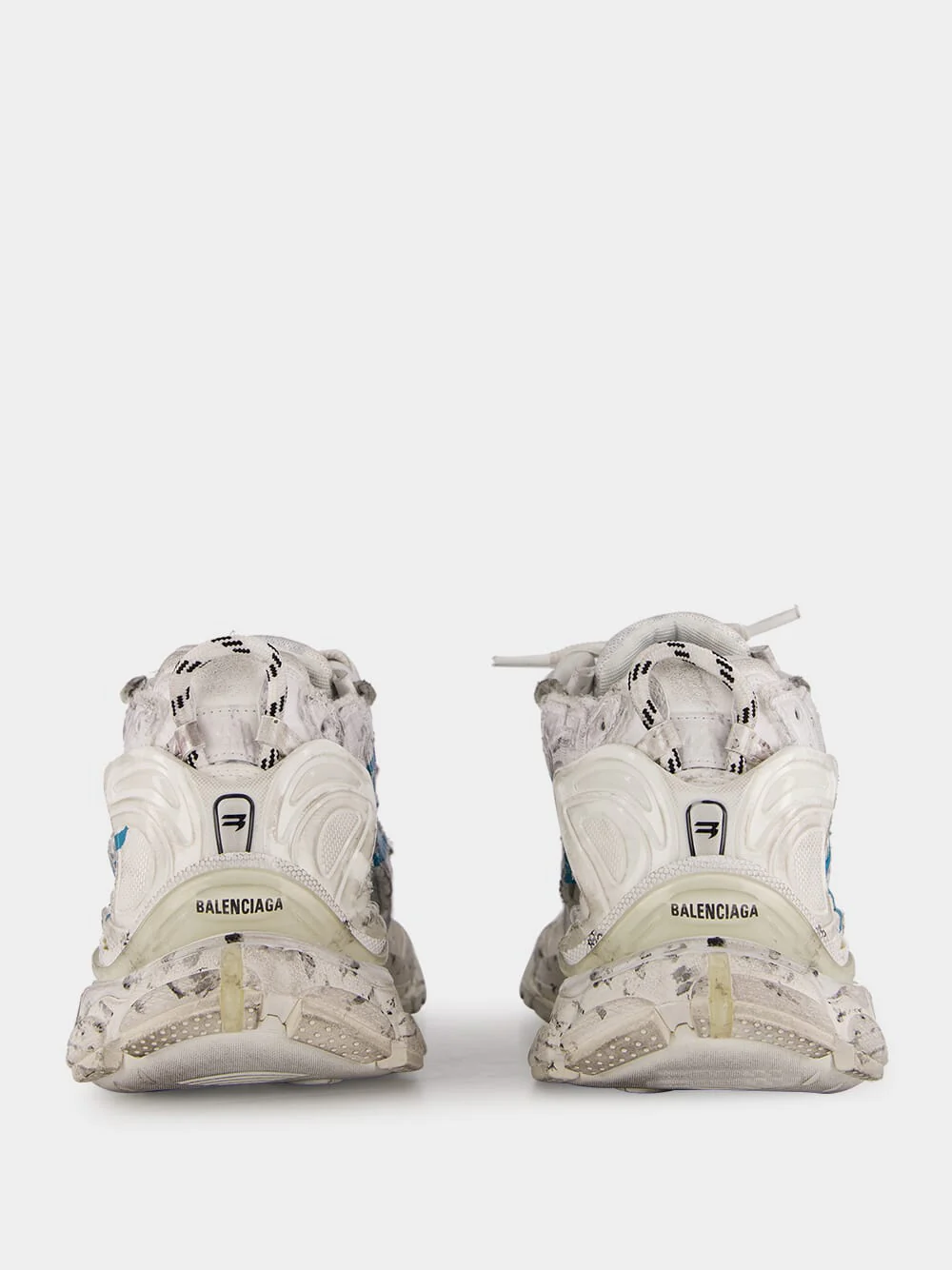 White and Blue Graffiti Runner Sneakers - Image 4