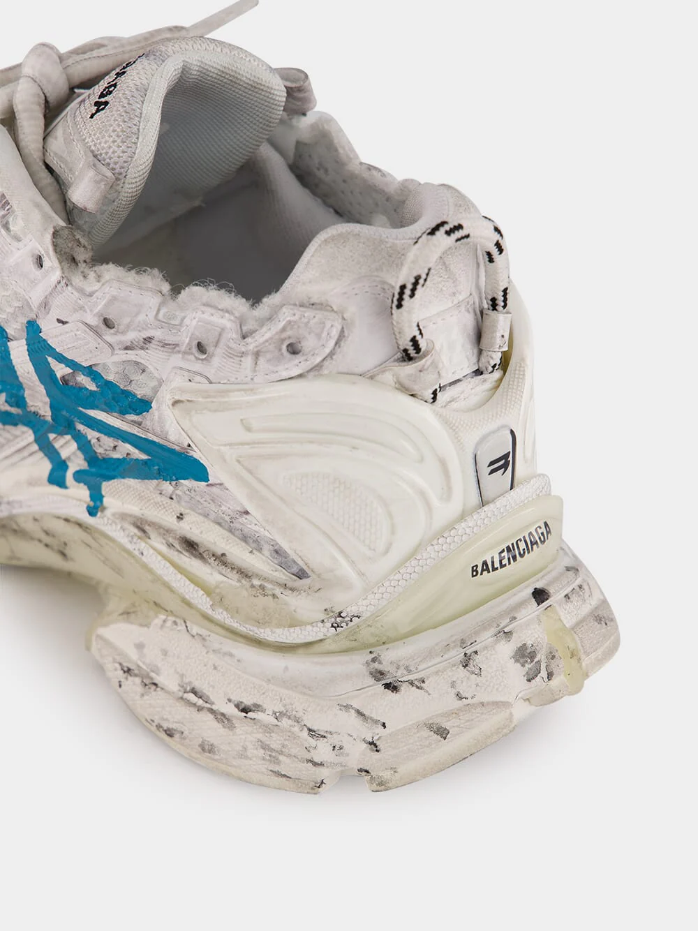 White and Blue Graffiti Runner Sneakers - Image 7