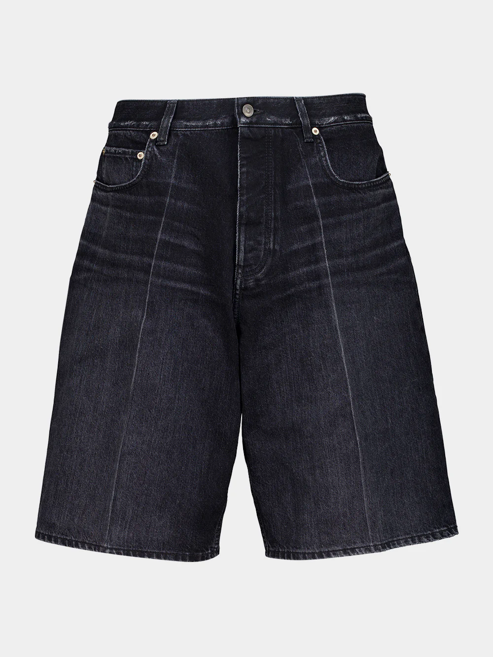 Black Denim Stay Press Shorts - Image 2
