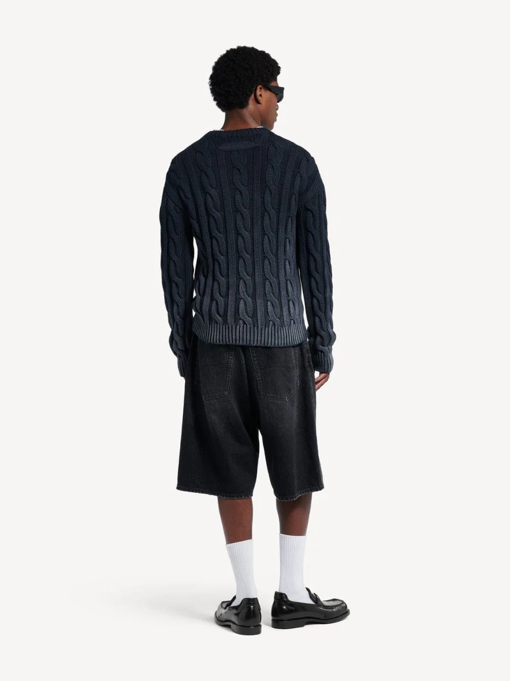 Black Denim Stay Press Shorts - Image 3