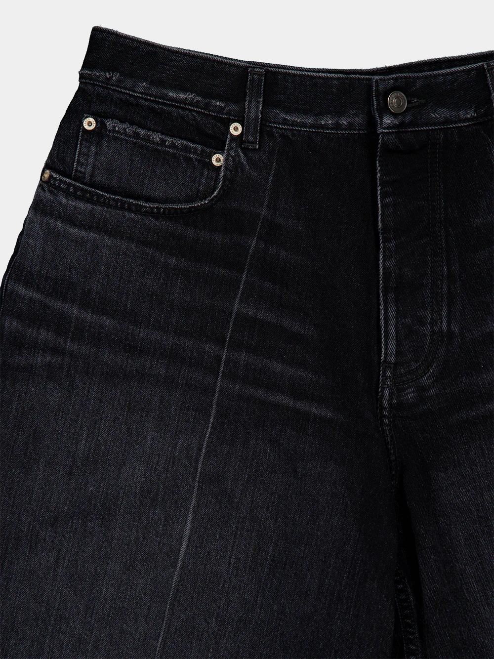 Black Denim Stay Press Shorts - Image 5