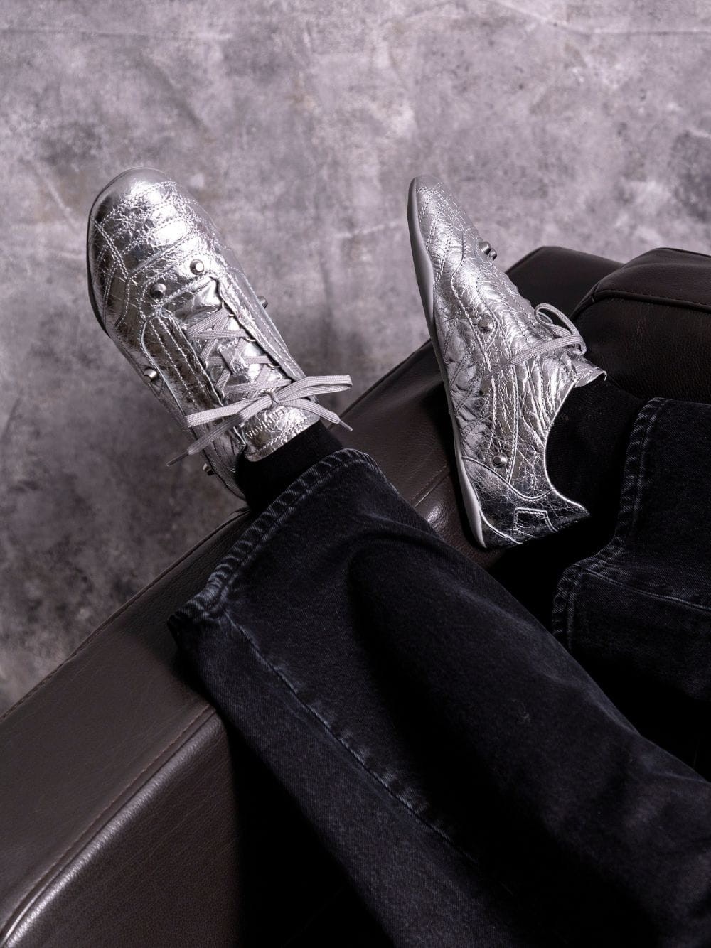 Silver City Sneaker in Metallized Sheepskin