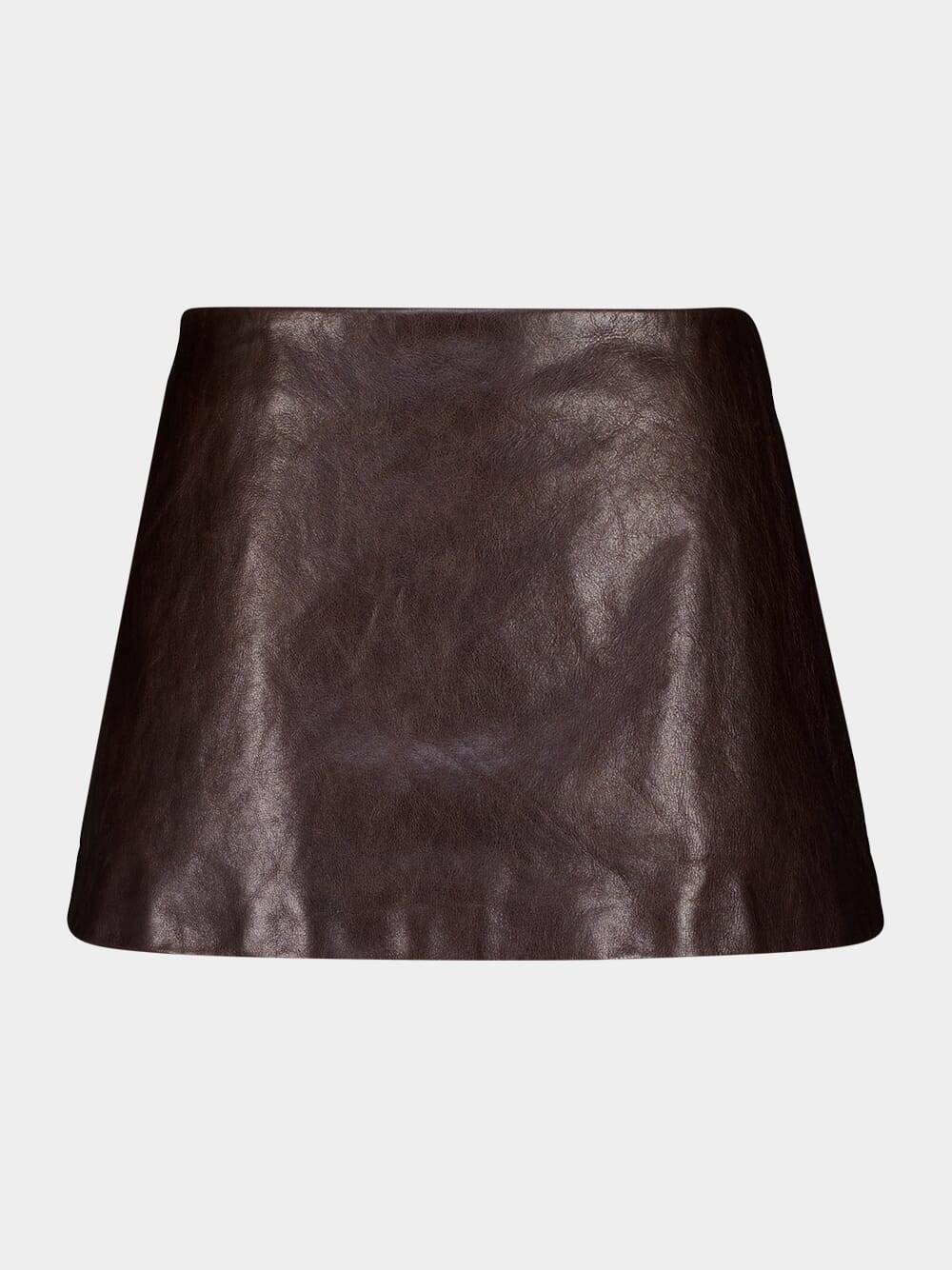 Coffee Brown Leather Mini Skirt