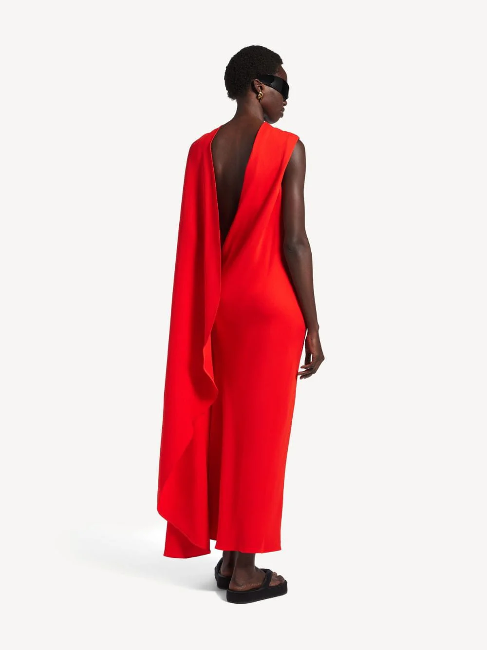 Sunset Red Draped Maxi Dress - Image 4