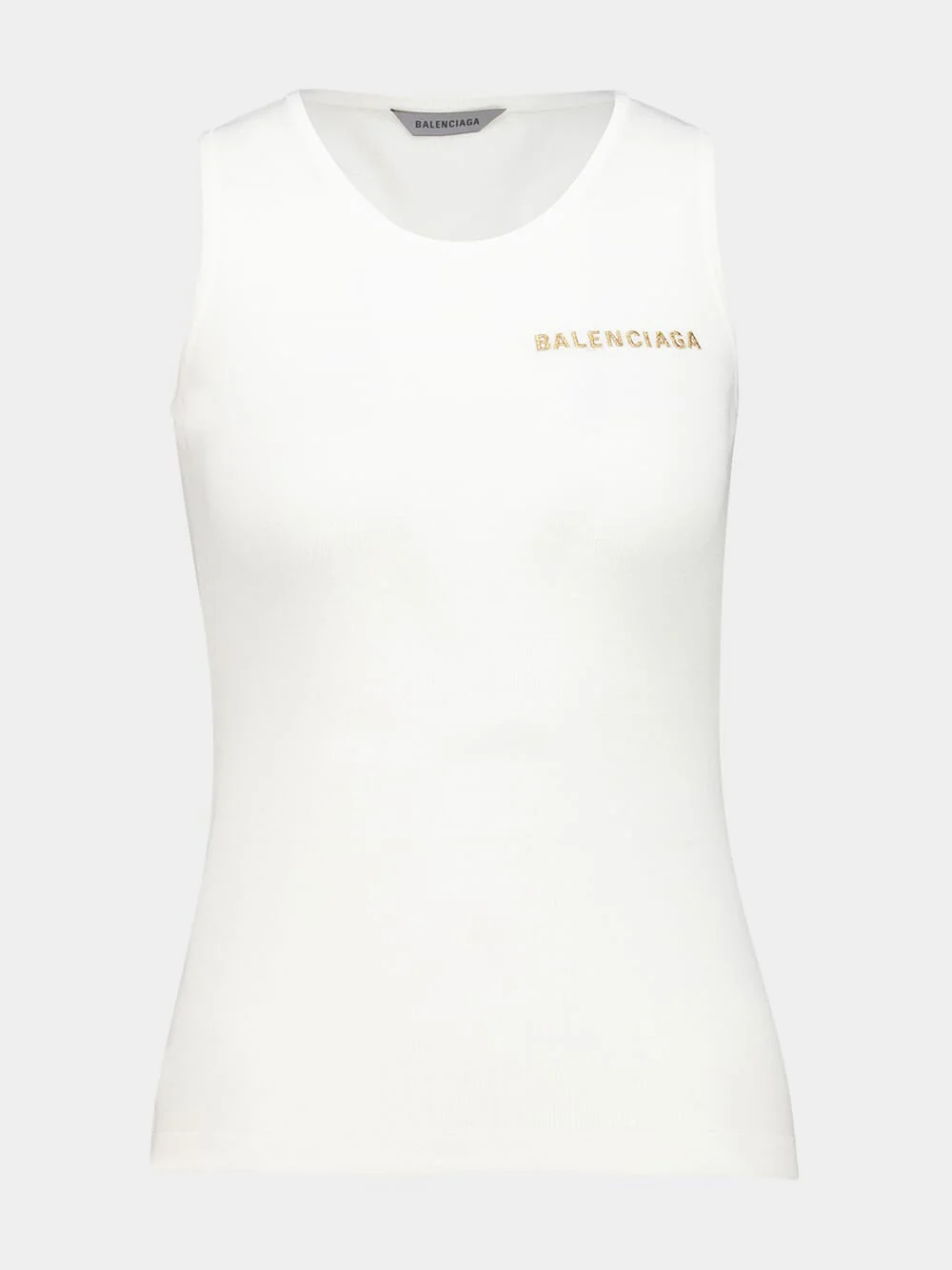 White Cotton Fitted Tank Top