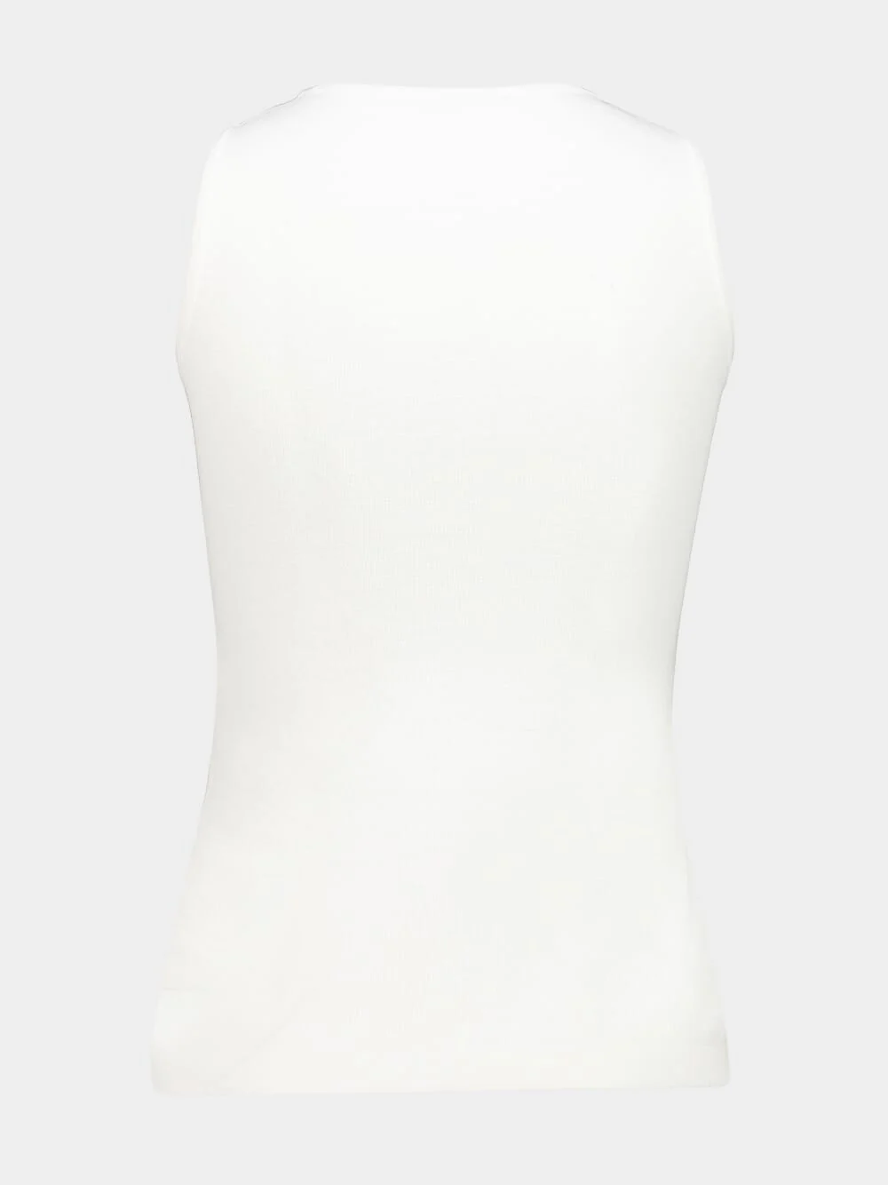 White Cotton Fitted Tank Top - Image 2