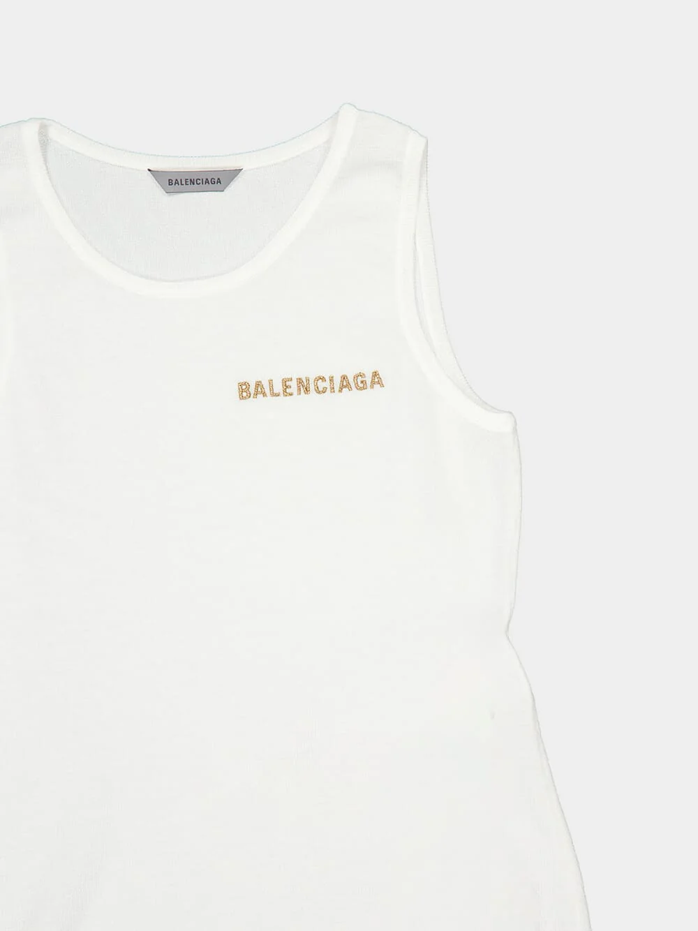 White Cotton Fitted Tank Top - Image 3
