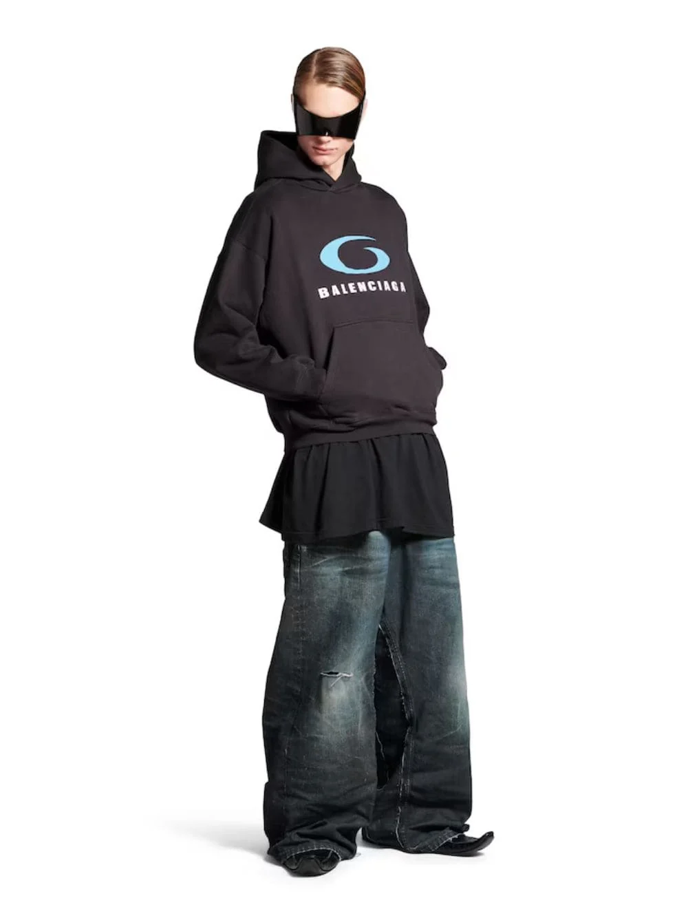 Washed Black Loop Sports Icon Sweatshirt - Image 2
